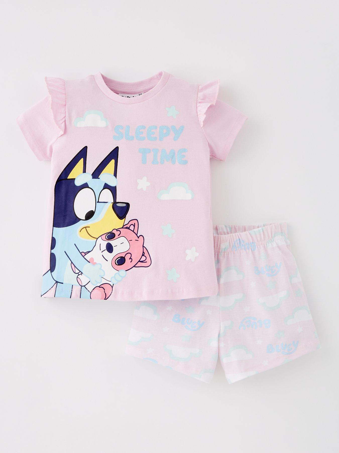 Image of Bluey Frill Short Sleeve Pyjamas - Pink