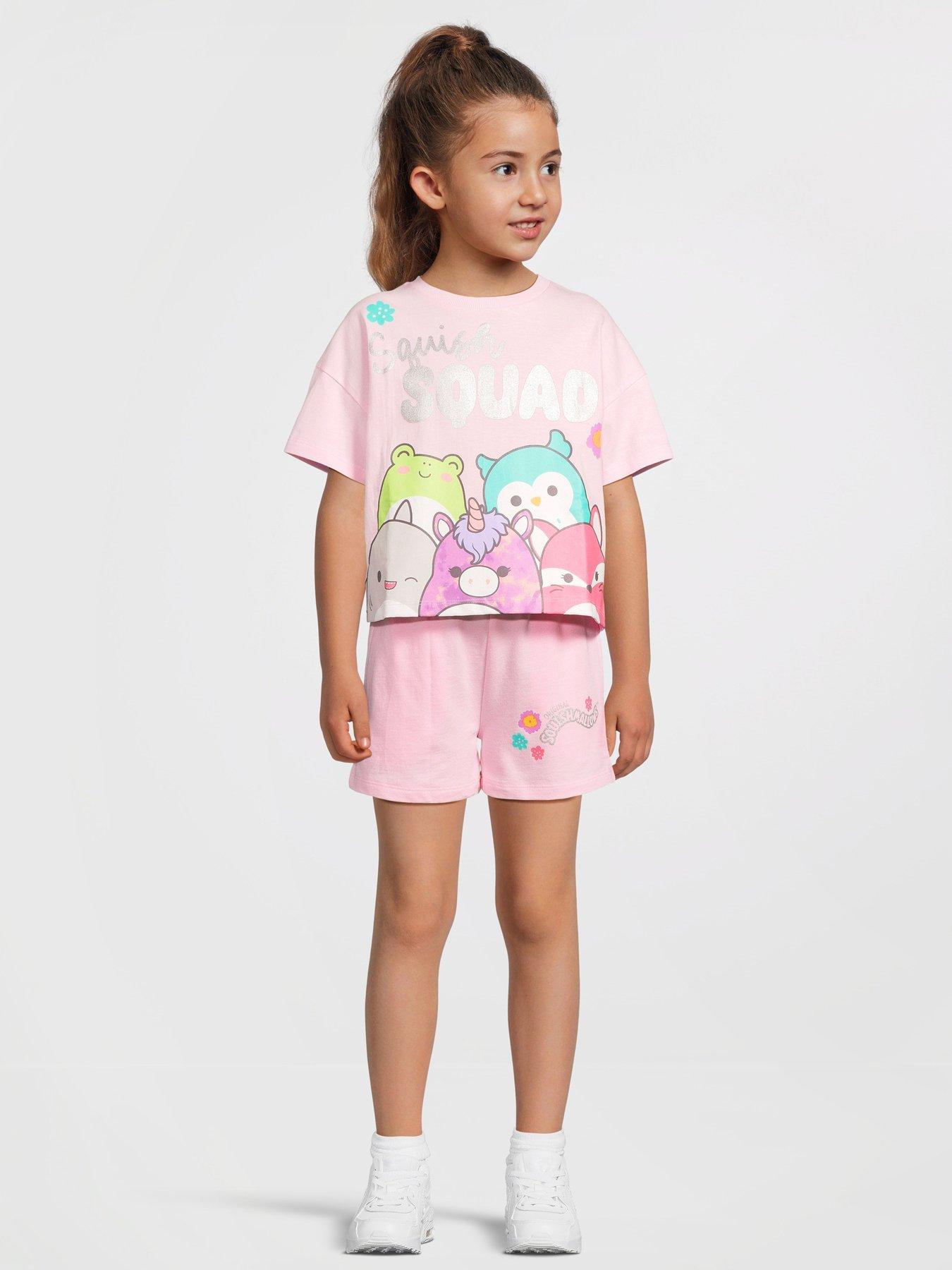 Image 1 of 5 of Squishmallows Squishmallow Short Sleeve Top And Short Set - Pink