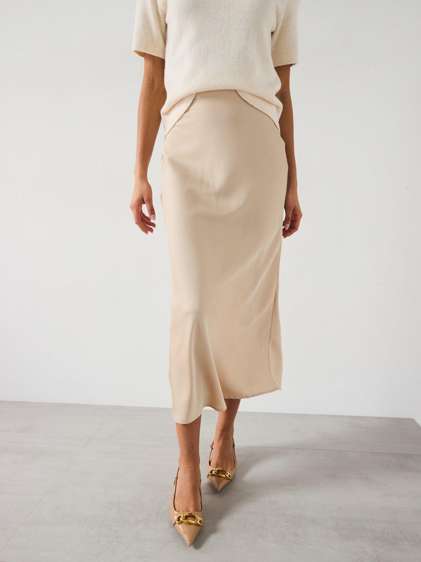 vila-satin-midi-skirt-beige