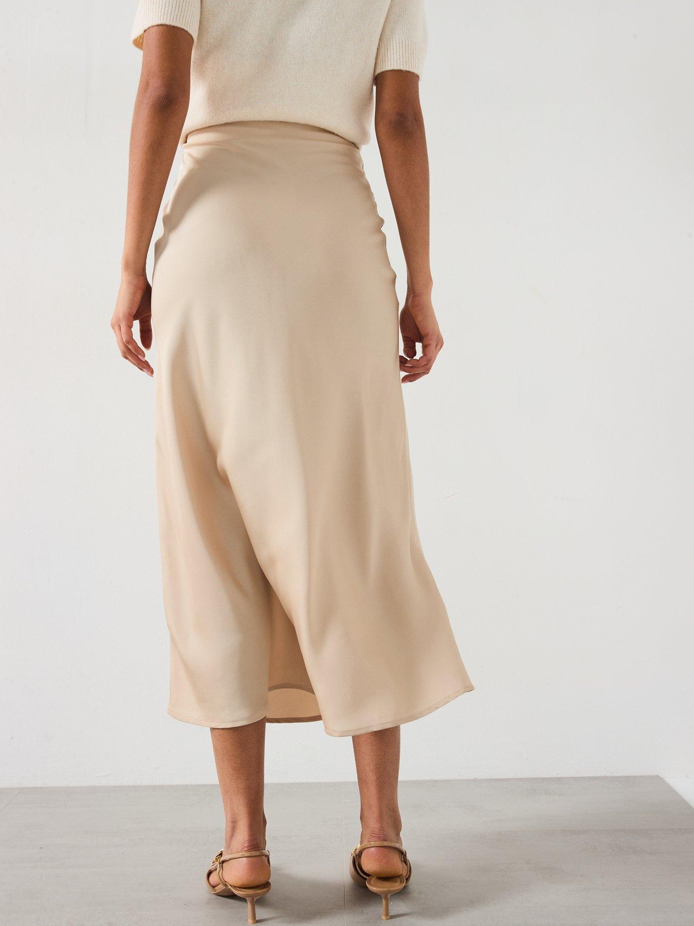 vila-satin-midi-skirt-beigestillFront