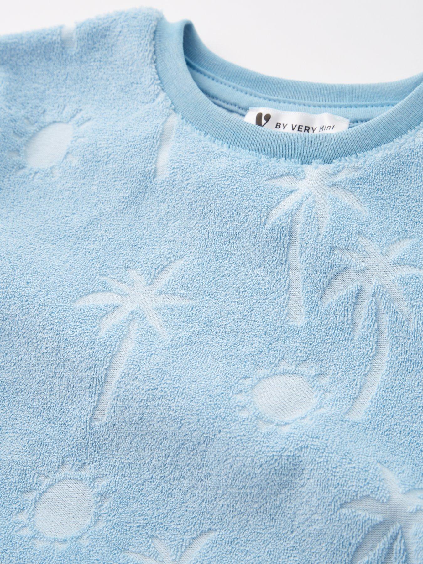 Image 3 of 4 of Mini V by Very Boys Palm Tree Towelling Top And Short Set - Blue