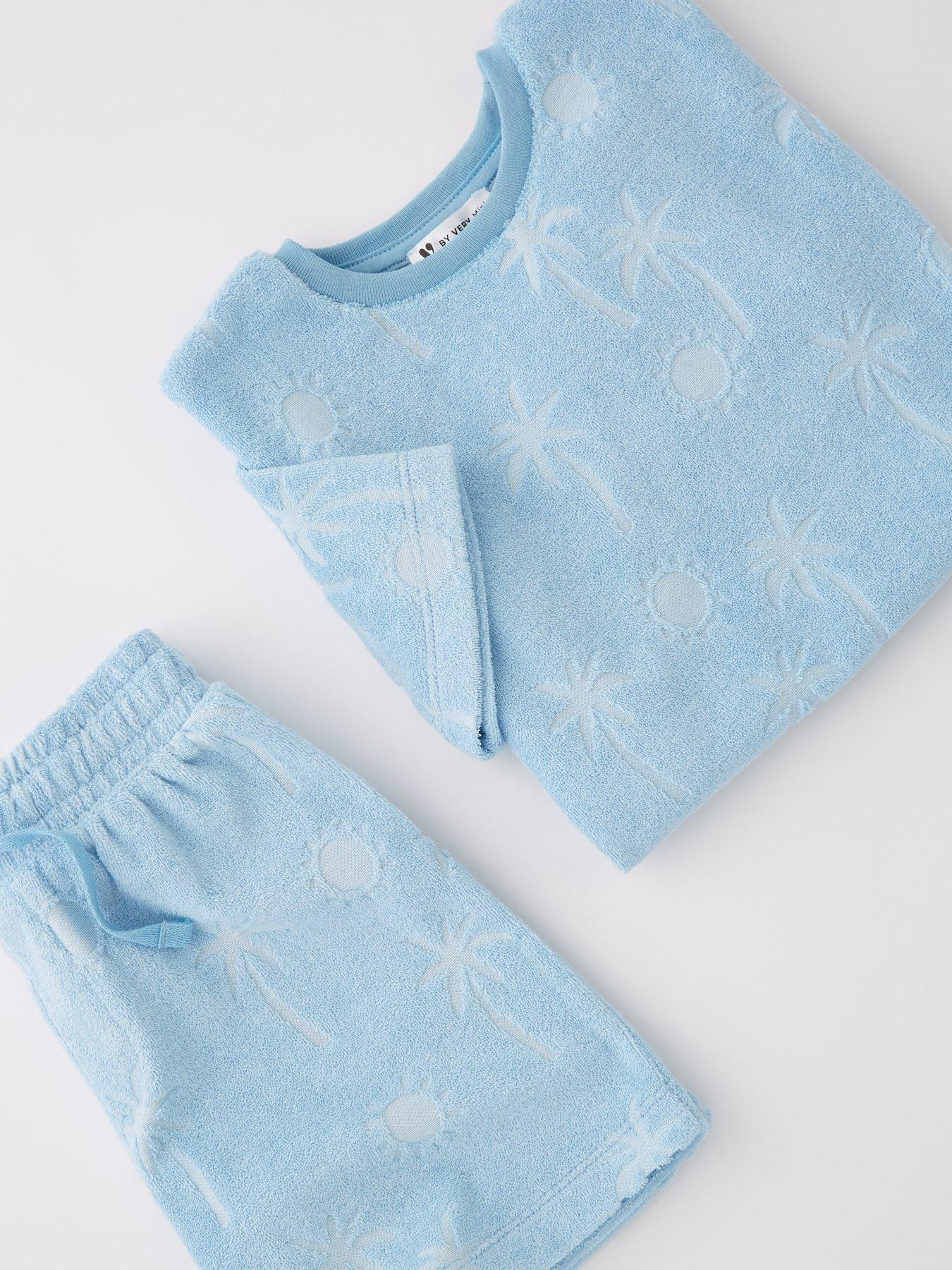 Image 4 of 4 of Mini V by Very Boys Palm Tree Towelling Top And Short Set - Blue