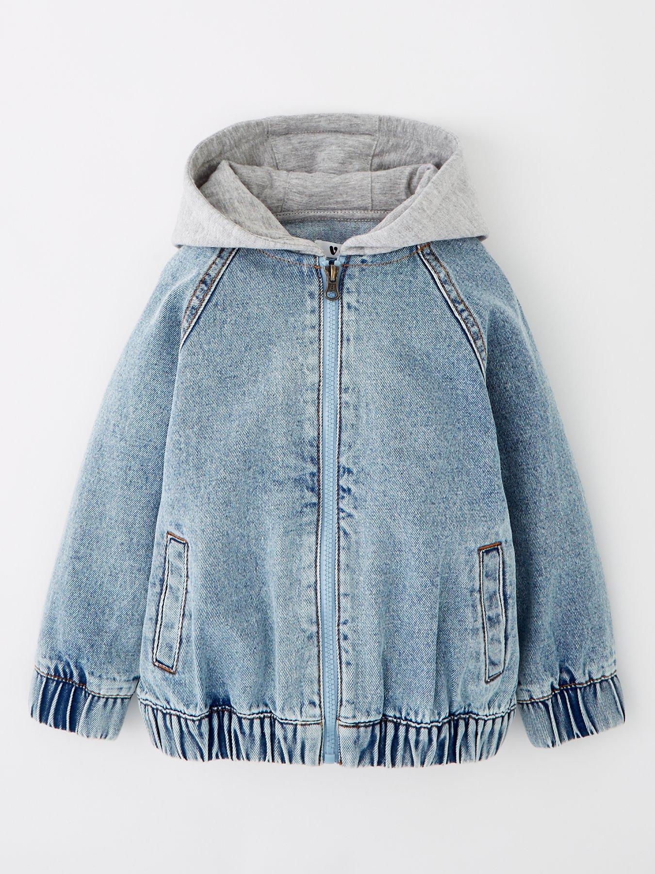 Image of Mini V by Very Boys Denim Jersey Hooded Bomber Jacket