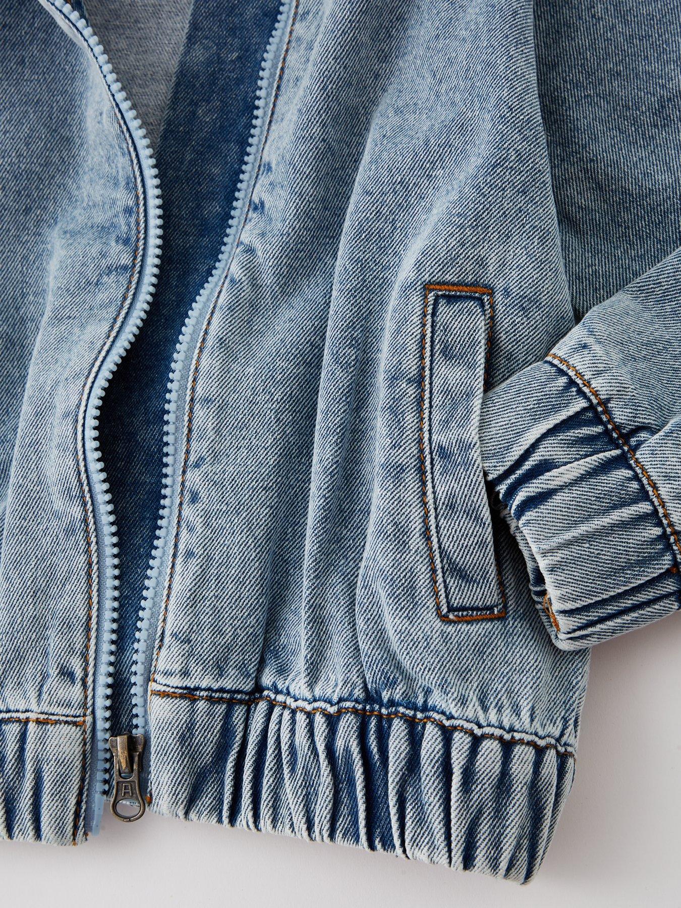 Image 4 of 4 of Mini V by Very Boys Denim Jersey Hooded Bomber Jacket