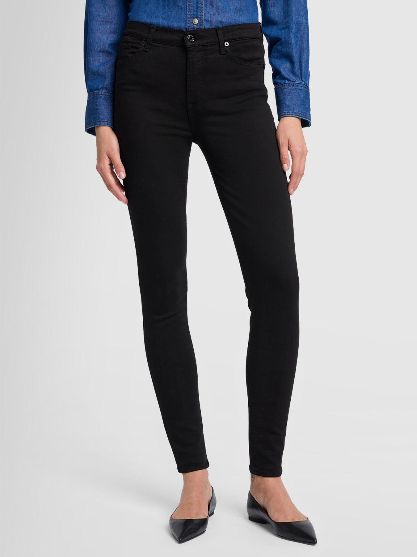 Image 1 of 4 of 7 FOR ALL MANKIND High Waist Skinny Slim Fit Jeans - Black