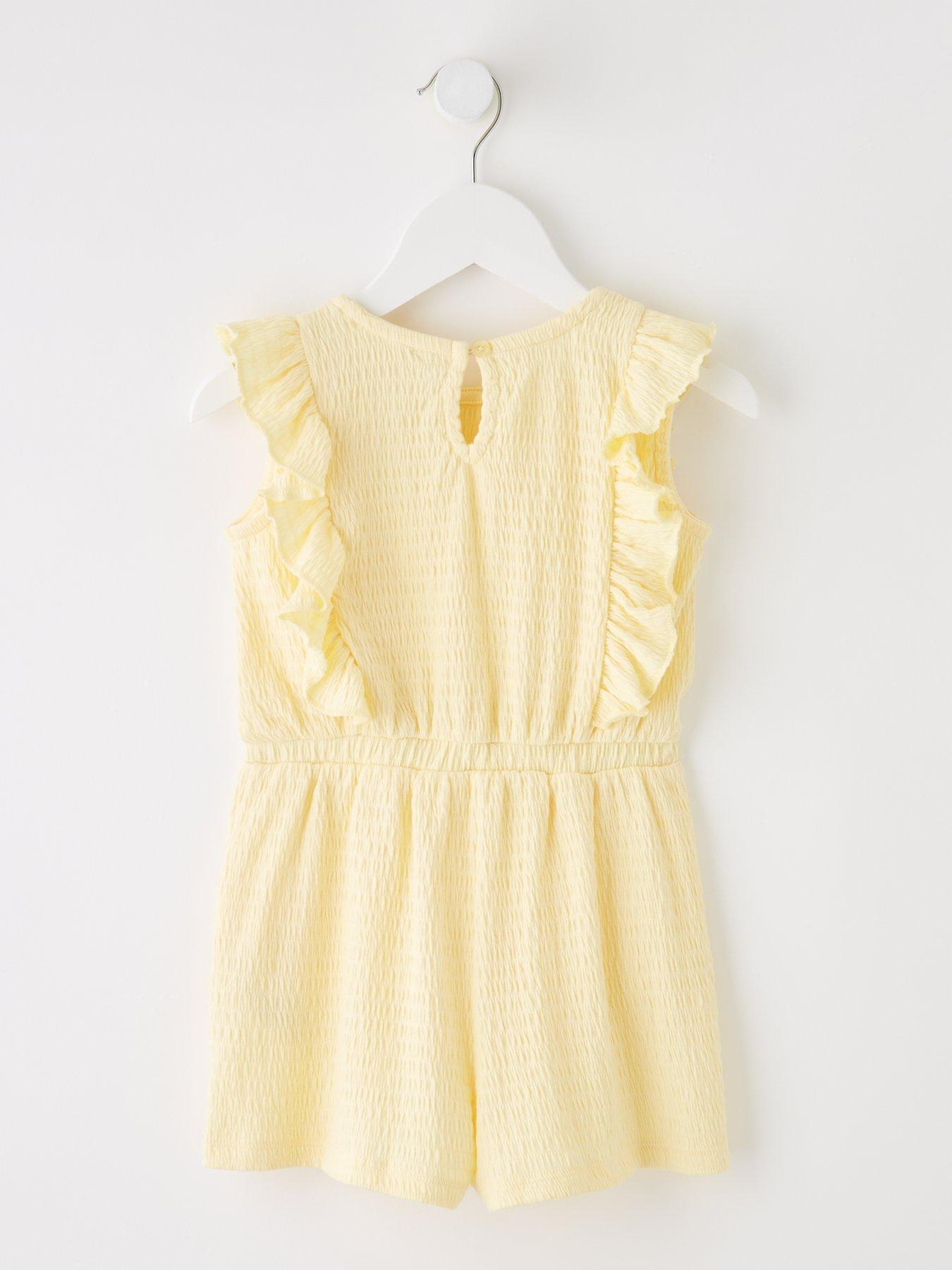 Image 2 of 5 of Mini V by Very Girls Textured Frill Playsuit - Lemon