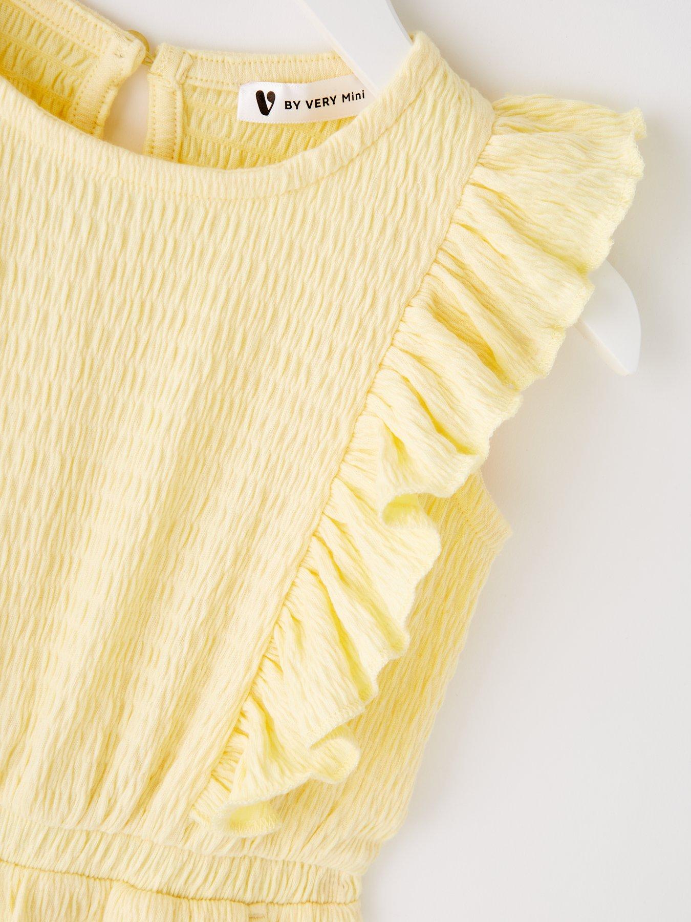 Image 3 of 5 of Mini V by Very Girls Textured Frill Playsuit - Lemon