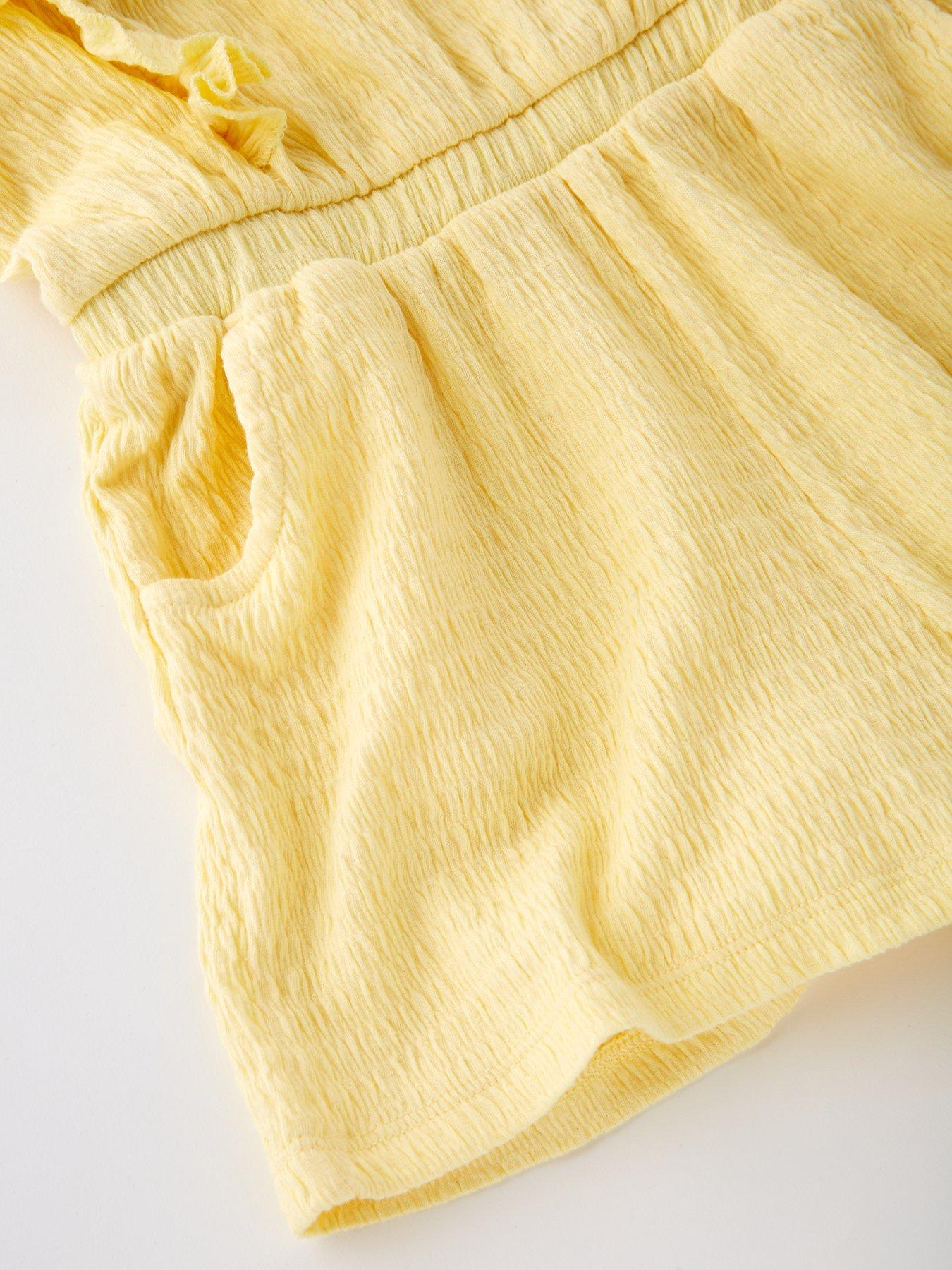 Image 5 of 5 of Mini V by Very Girls Textured Frill Playsuit - Lemon