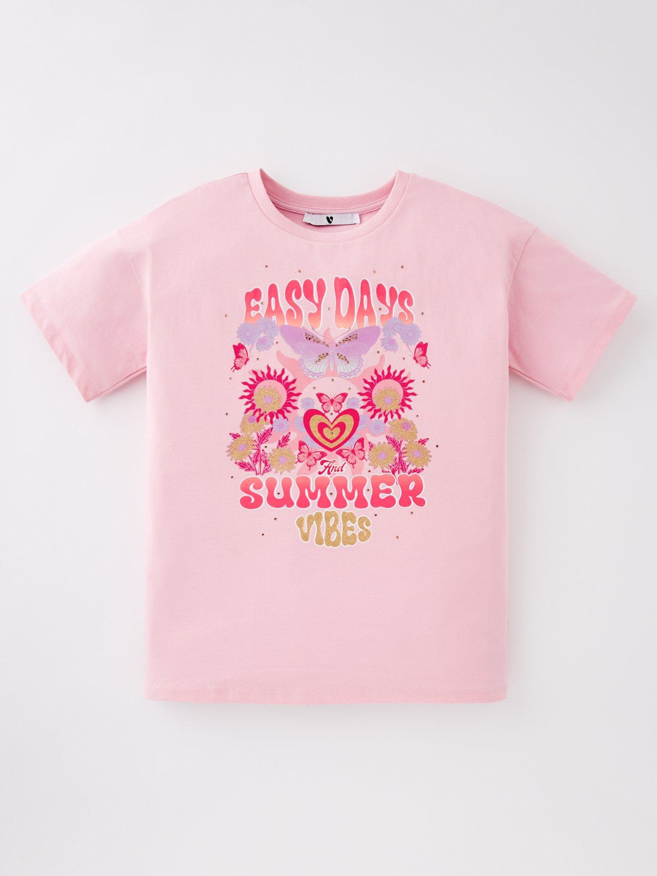 Image of V by Very Girls Easy Days Summer Vibes T-Shirt - Multi