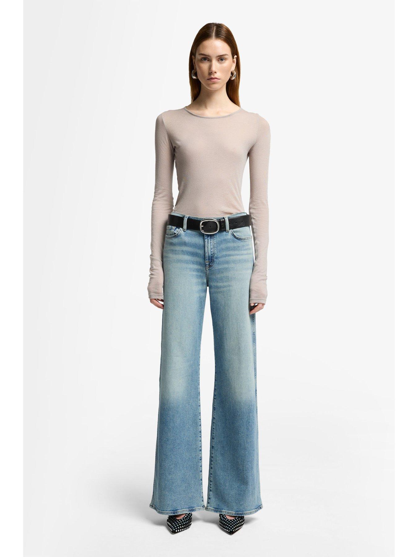 Image 4 of 6 of 7 FOR ALL MANKIND Lotta Amuse Me Wide Leg Jean - Light Blue