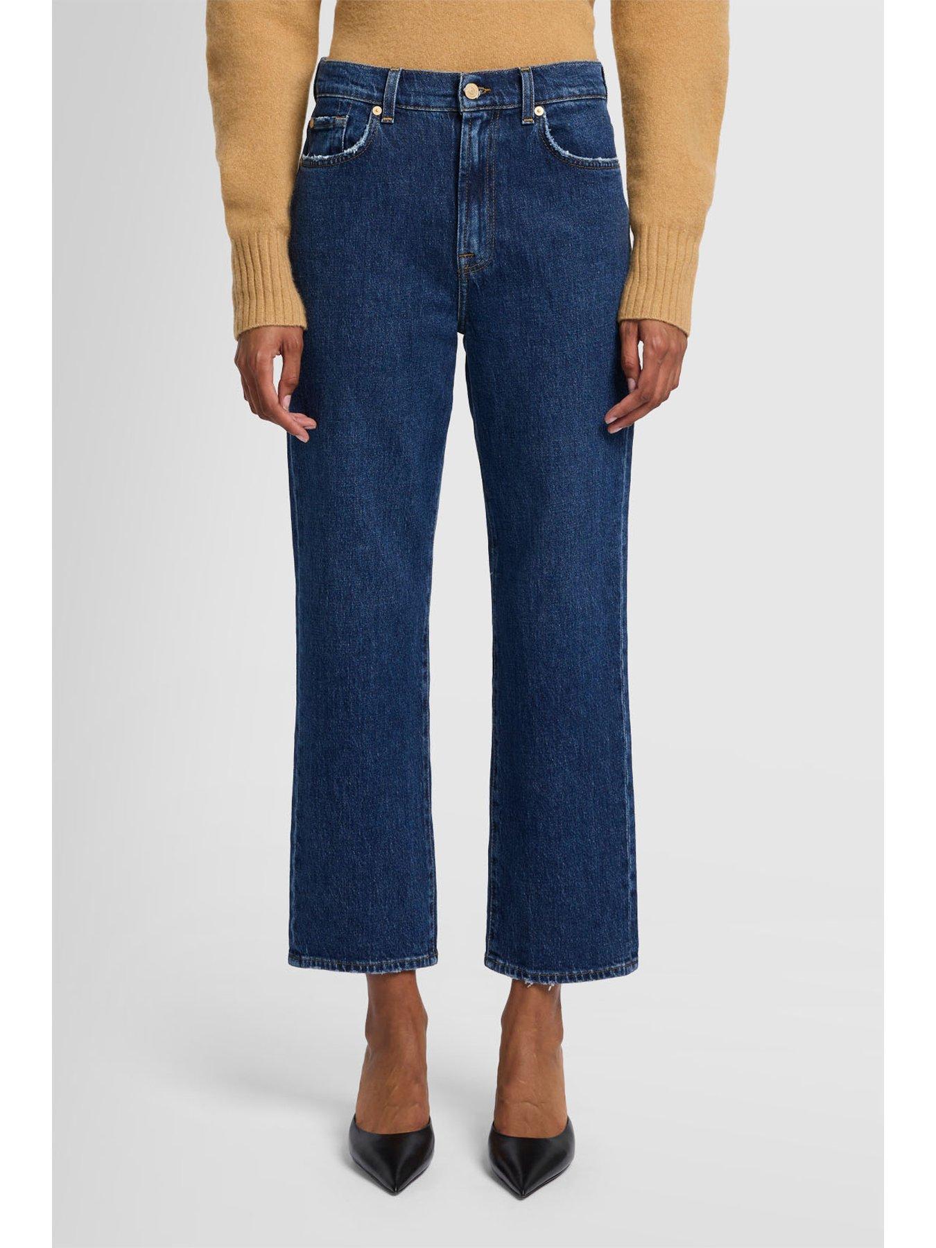 Image 1 of 6 of 7 FOR ALL MANKIND Logan Stovepipe Cropped Straight Jean - Dark Blue