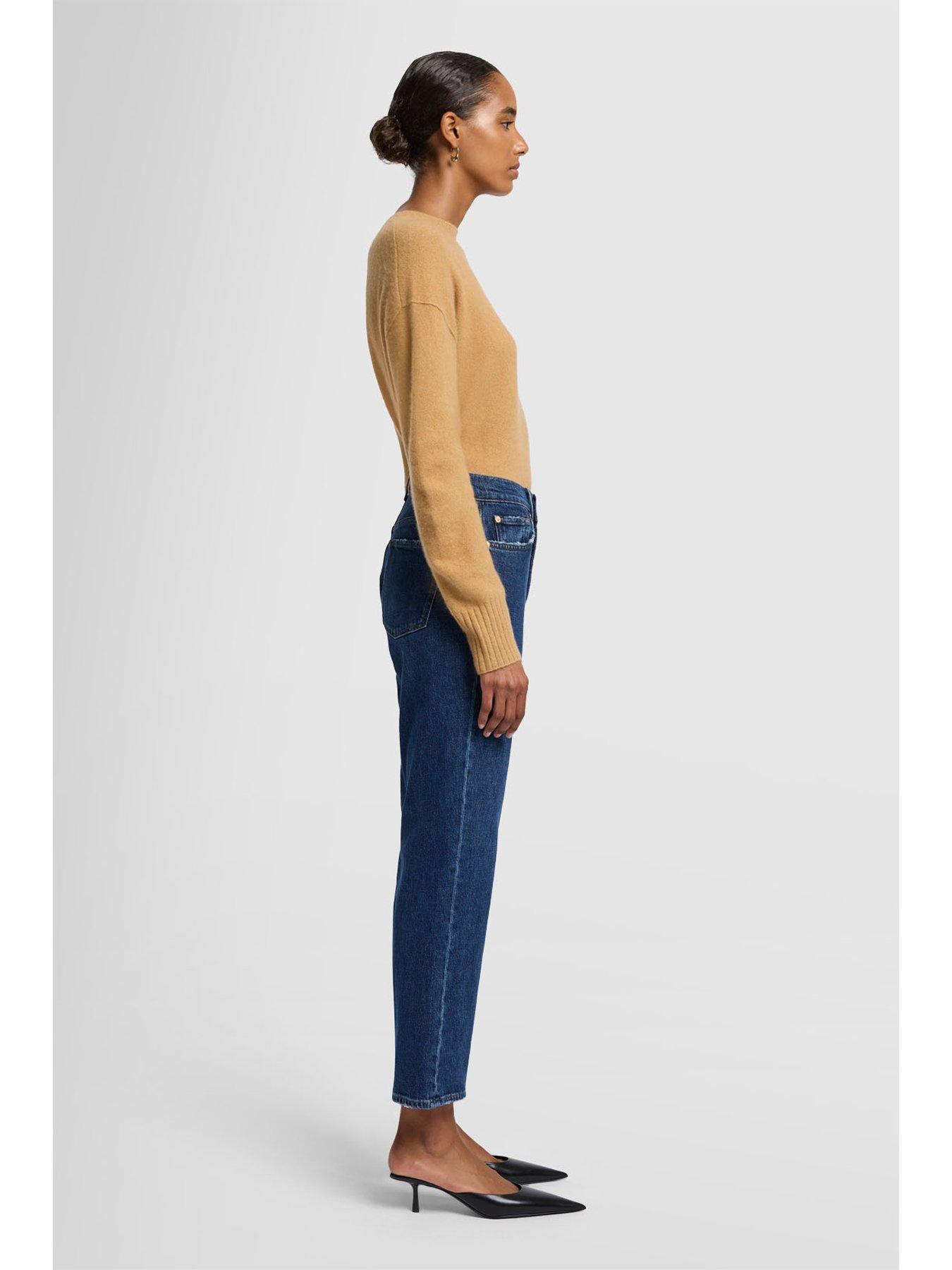 Image 5 of 6 of 7 FOR ALL MANKIND Logan Stovepipe Cropped Straight Jean - Dark Blue