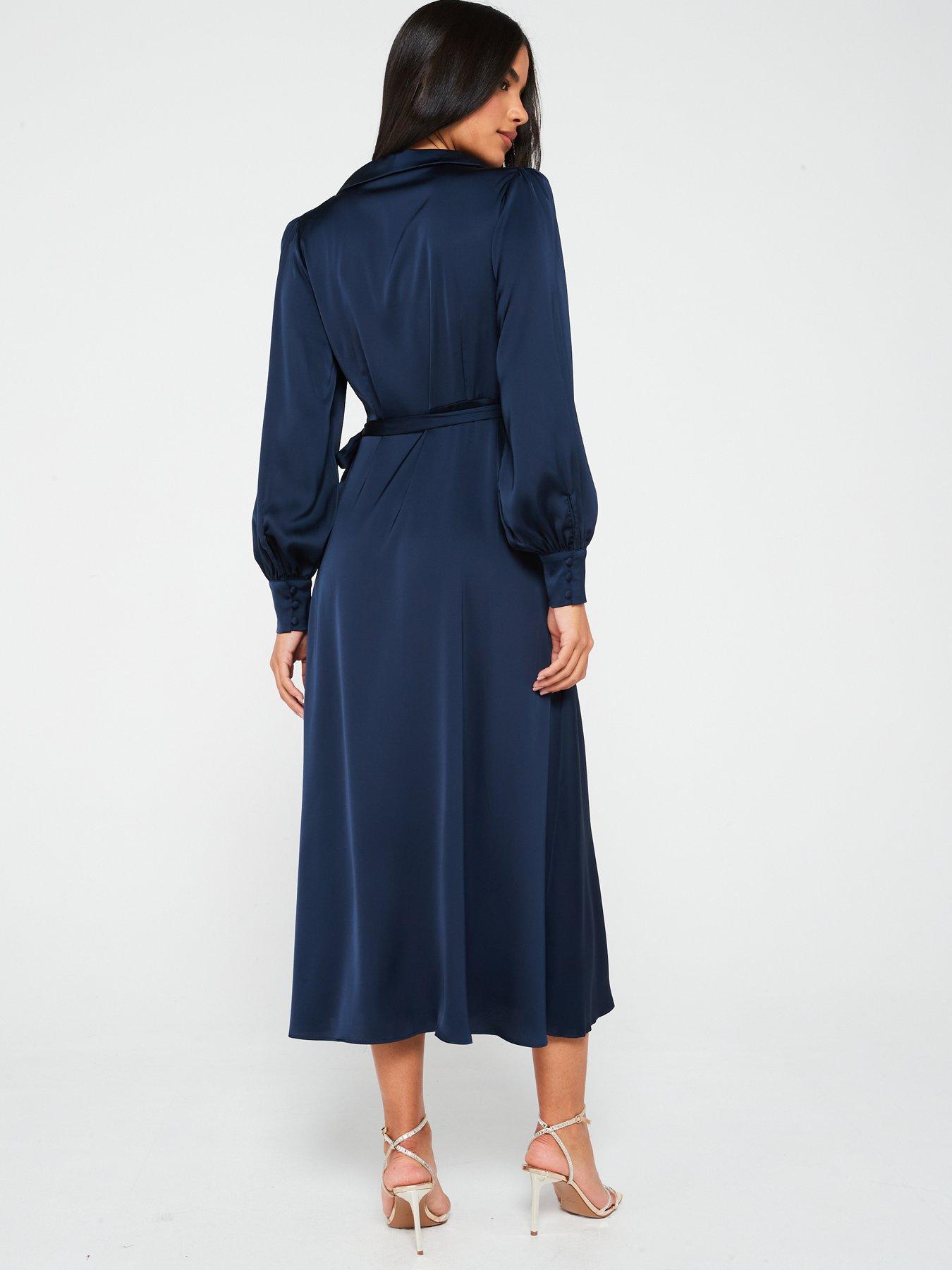 vila-long-sleeve-wrap-midi-dress-navystillFront