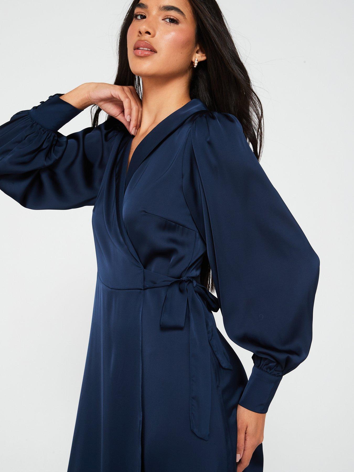 vila-long-sleeve-wrap-midi-dress-navyoutfit