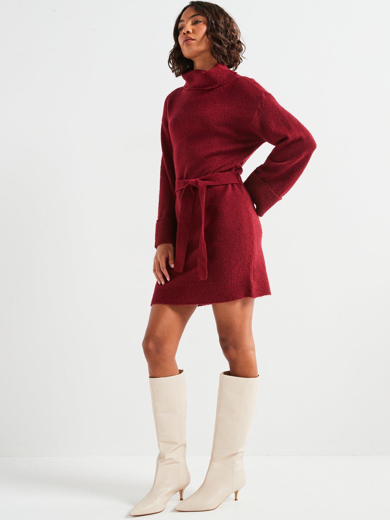 vila-belted-knit-mini-dress-burgundy-reddetail