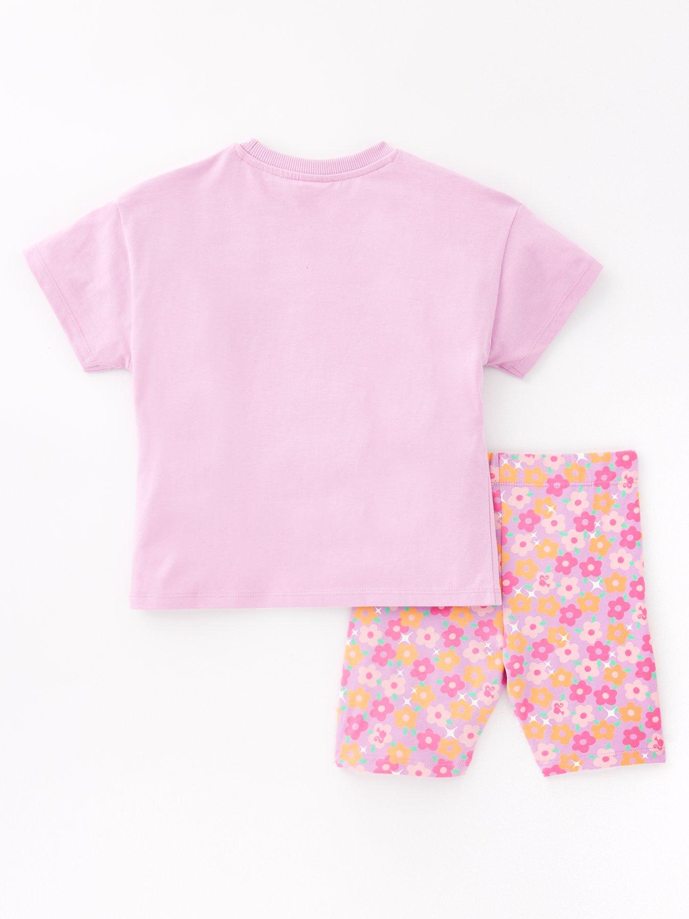 Image 3 of 5 of Barbie Barbie Short Sleeve Top And Cycling Short Set - Pink