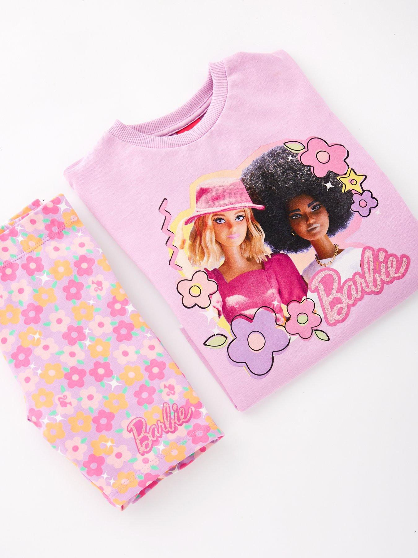 Image 4 of 5 of Barbie Barbie Short Sleeve Top And Cycling Short Set - Pink