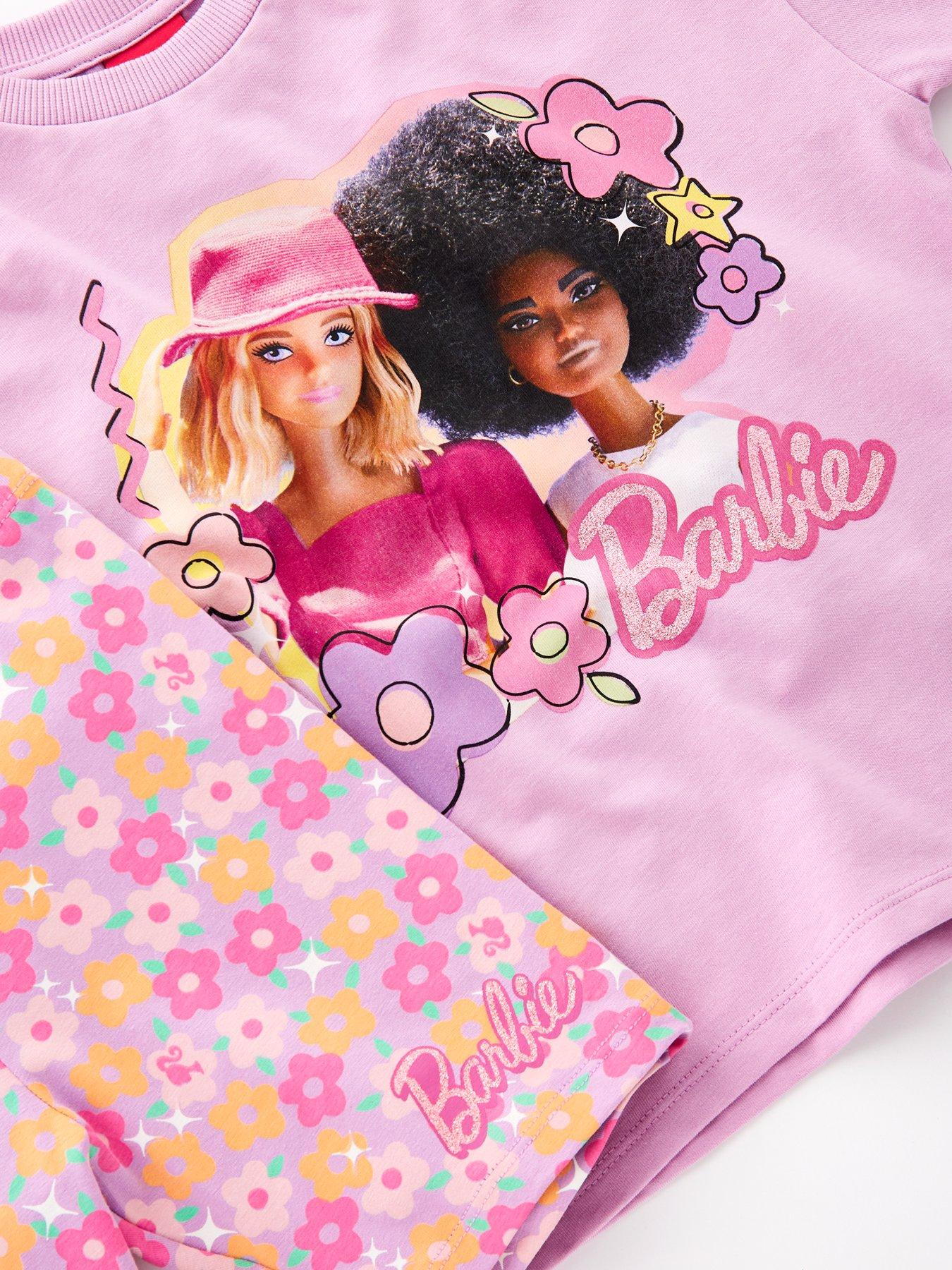 Image 5 of 5 of Barbie Barbie Short Sleeve Top And Cycling Short Set - Pink