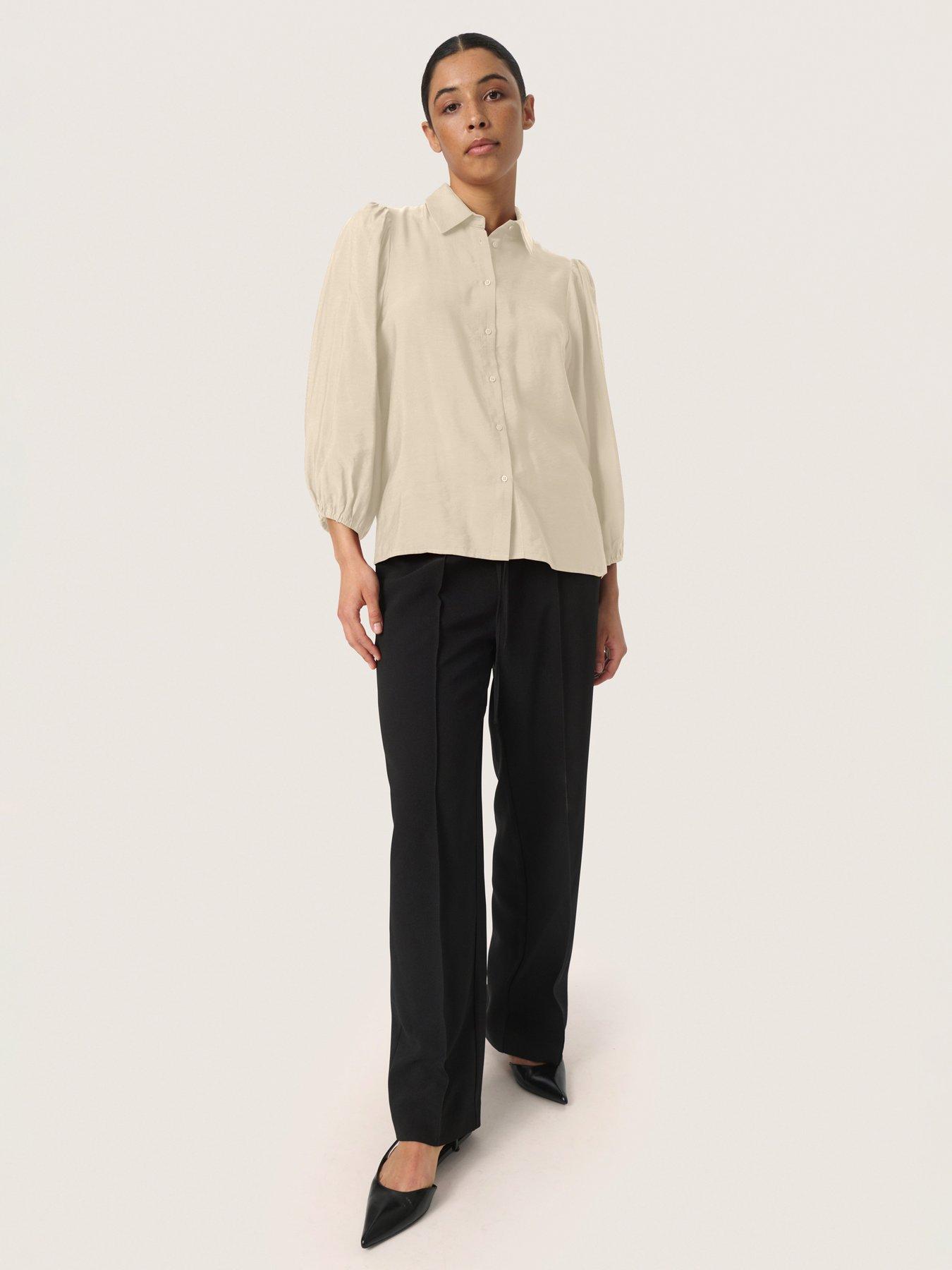 soaked-in-luxury-leodora-cropped-sleeve-button-shirt-neutralback