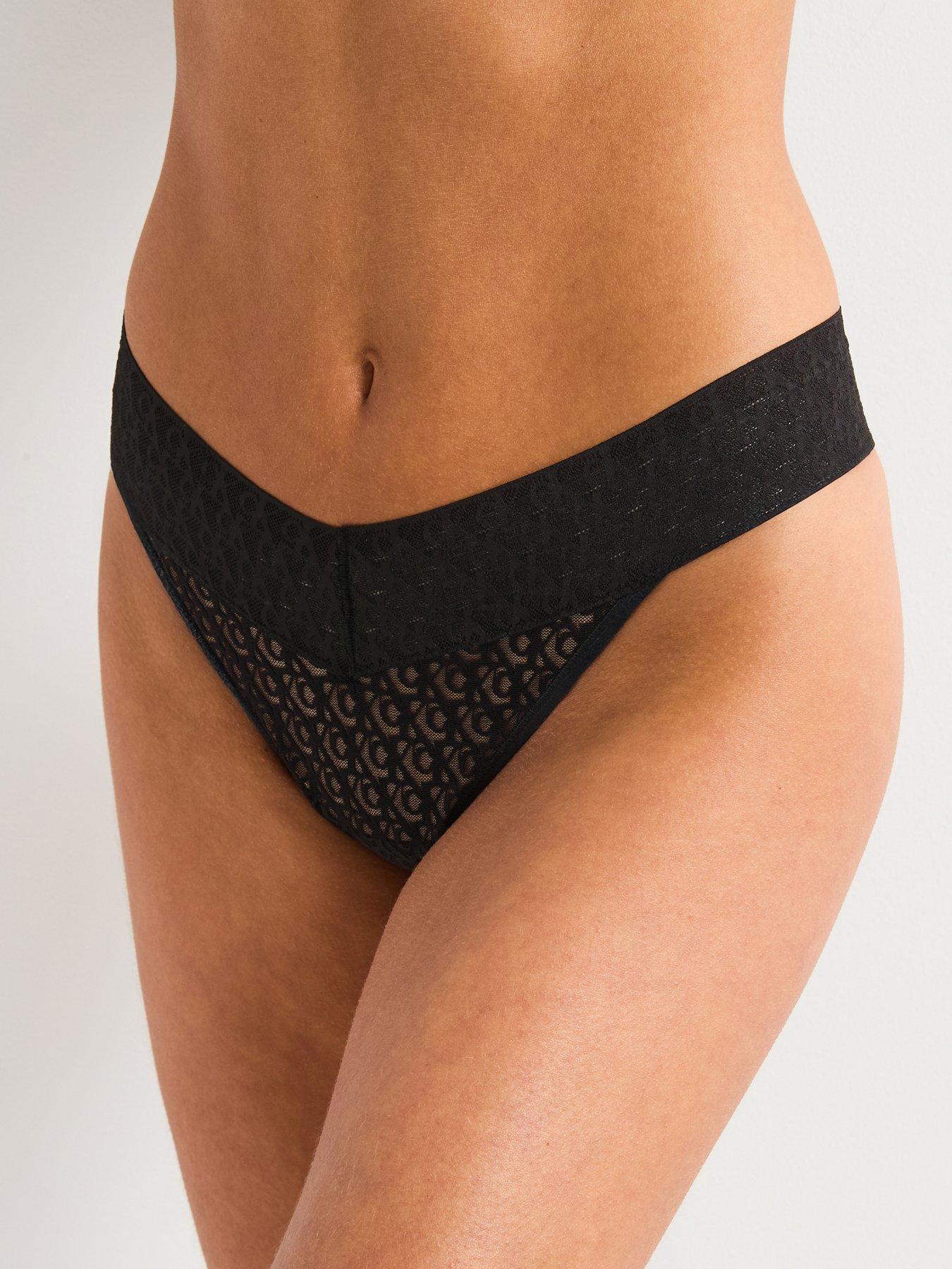 Calvin Klein Icon Logo Lace Thong - Black