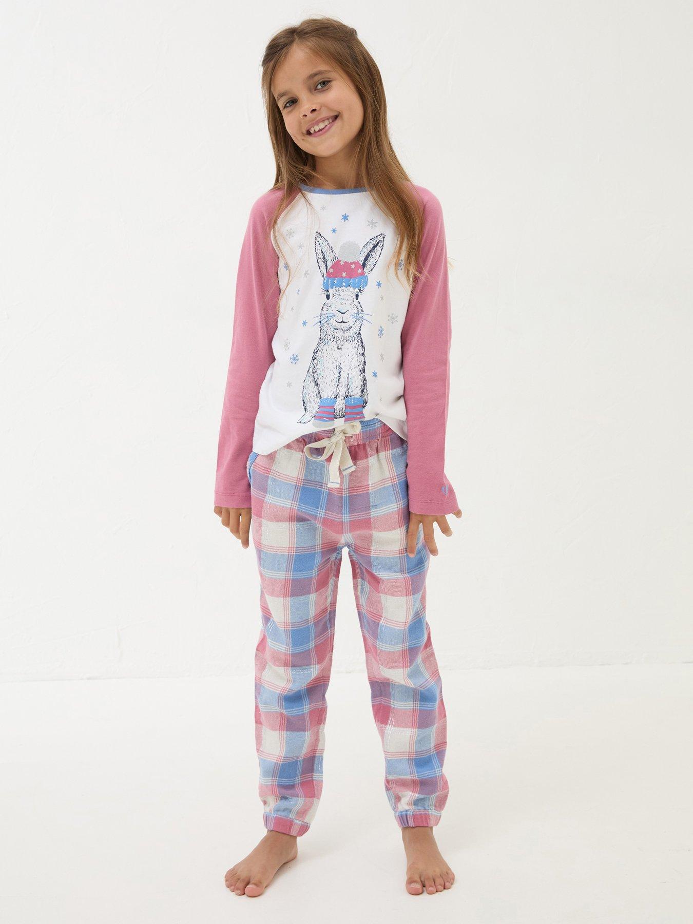 fatface-girls-rabbit-check-pyjama-set-multi