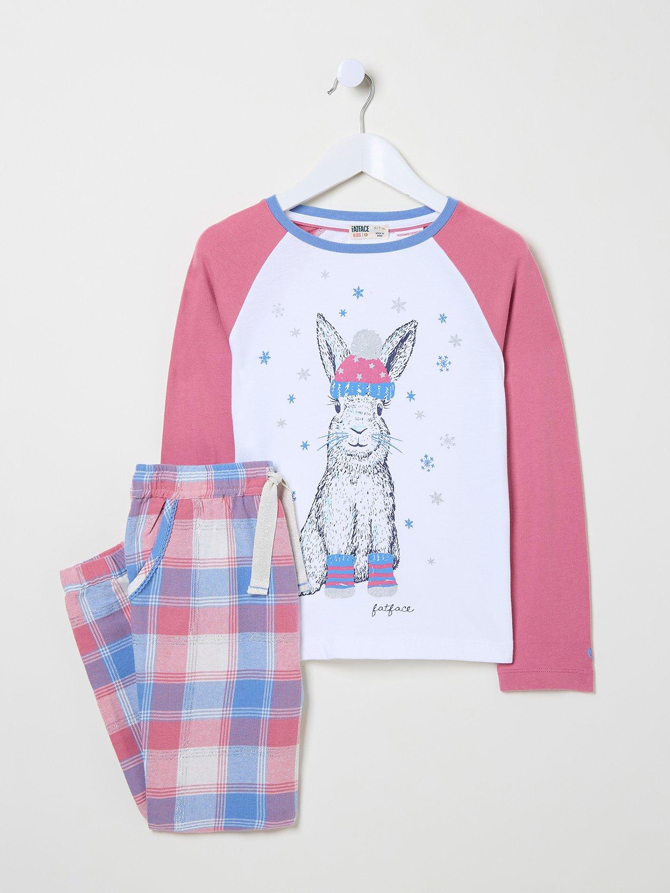 fatface-girls-rabbit-check-pyjama-set-multi