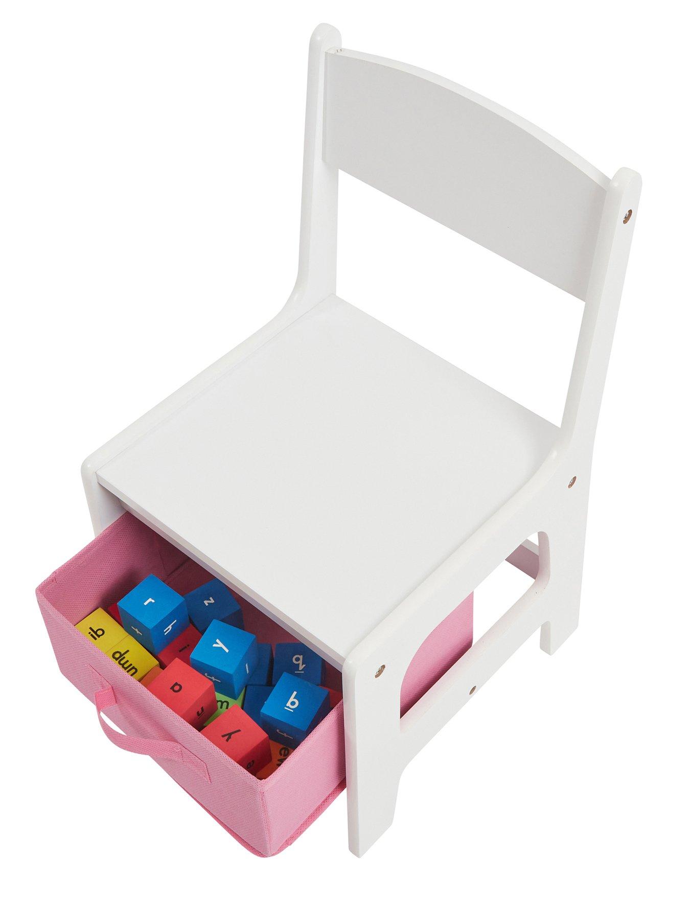 Image 4 of 7 of Liberty House White Table and Chairs with Pink Storage Bins