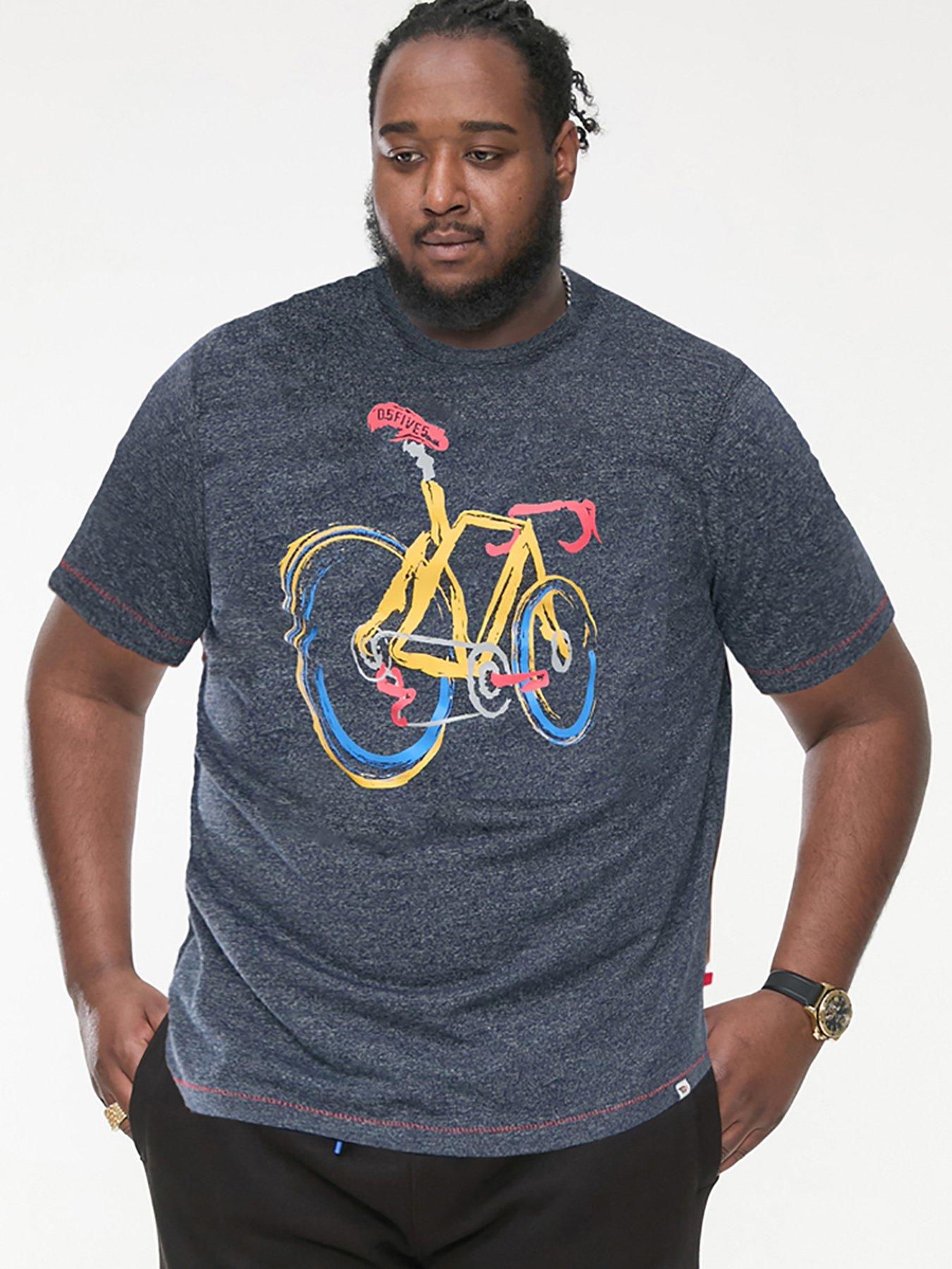 D555 Gamston Abstract Push Bike Printed Crew Neck T-Shirt - Navy