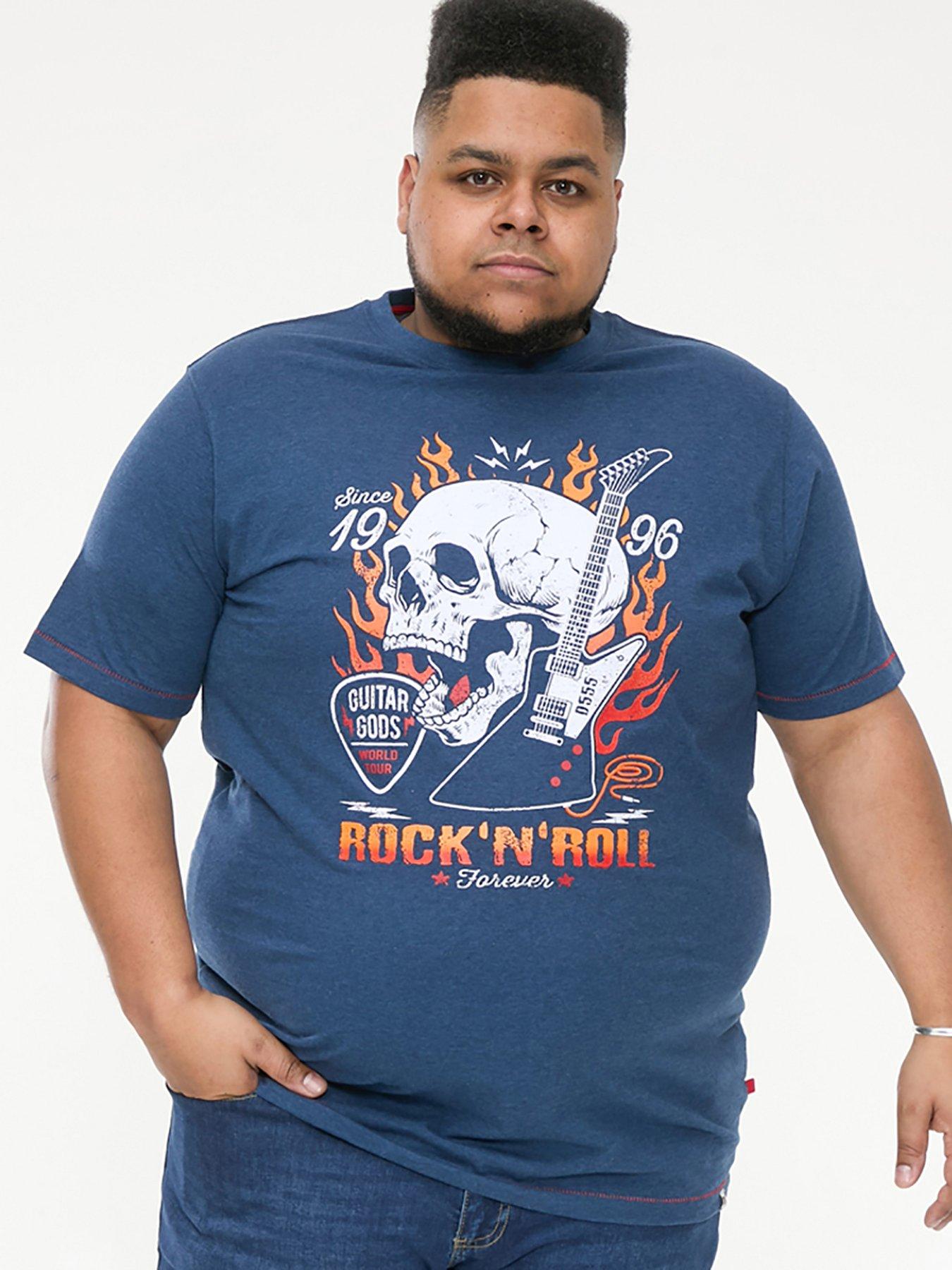 d555-neal-skull-with-flames-printed-crew-neck-t-shirt-navyfront