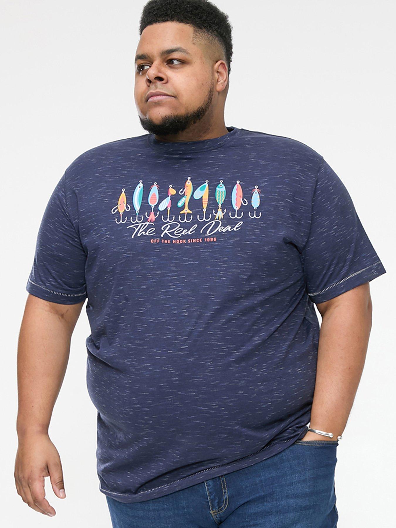 D555 Cropwell Fishing Tackle Printed Crew Neck T-Shirt - Navy