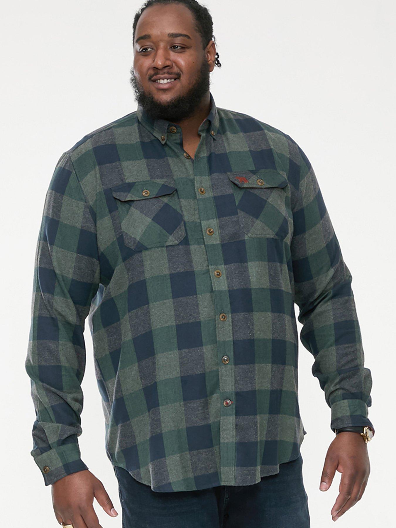 Image 1 of 4 of D555 Garfield Check Overshirt - Green/Navy