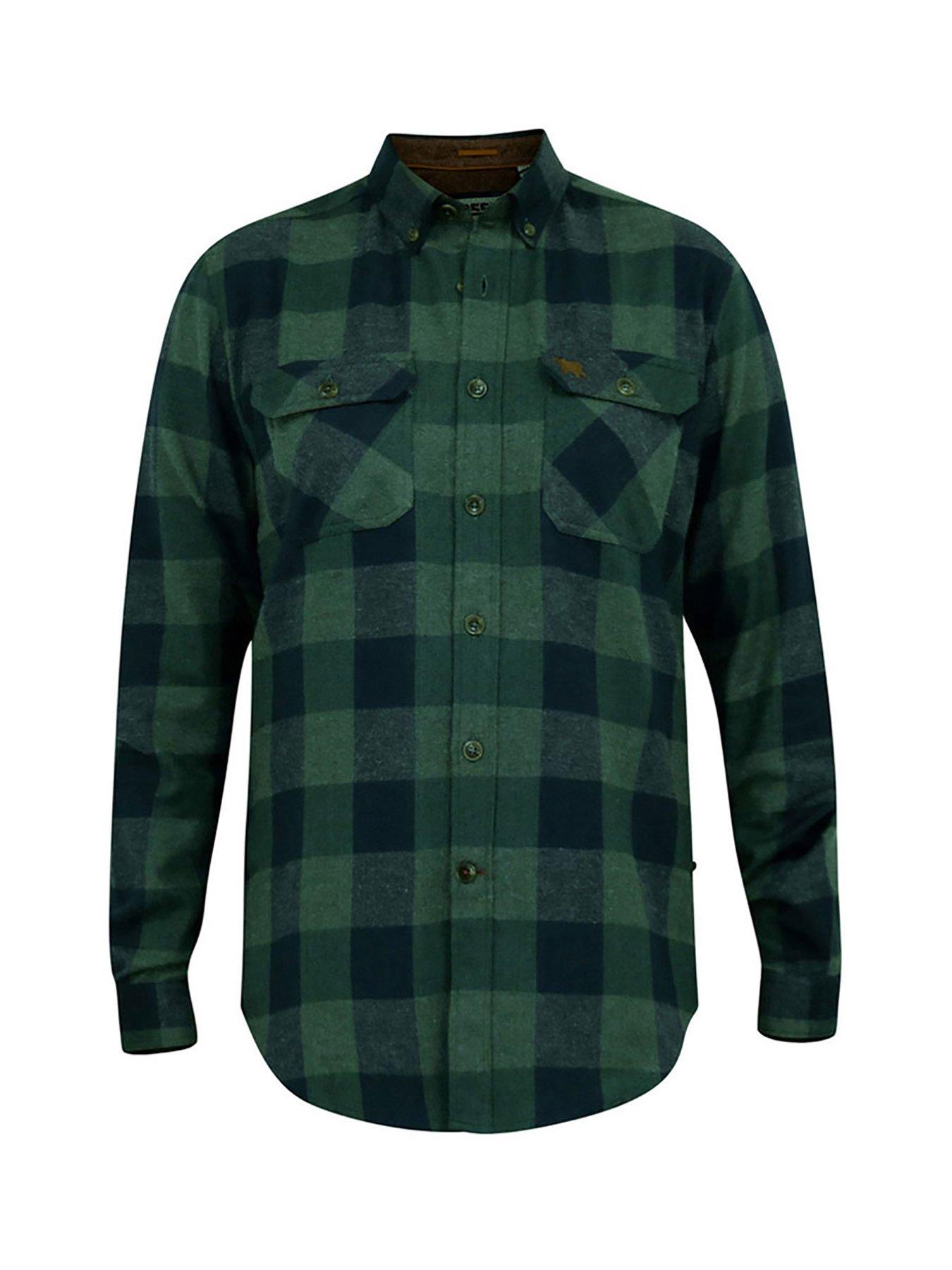 Image 3 of 4 of D555 Garfield Check Overshirt - Green/Navy