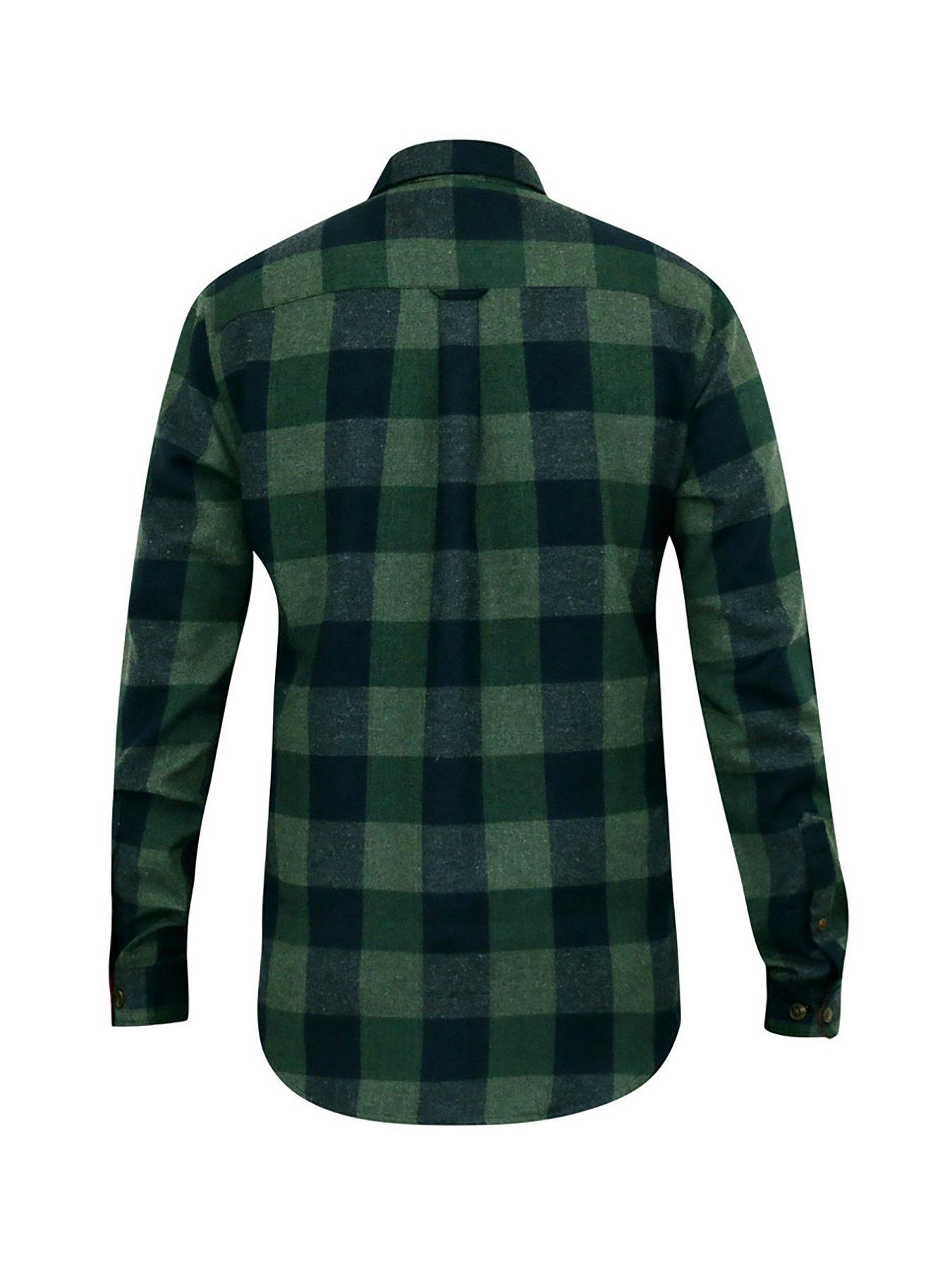 Image 4 of 4 of D555 Garfield Check Overshirt - Green/Navy