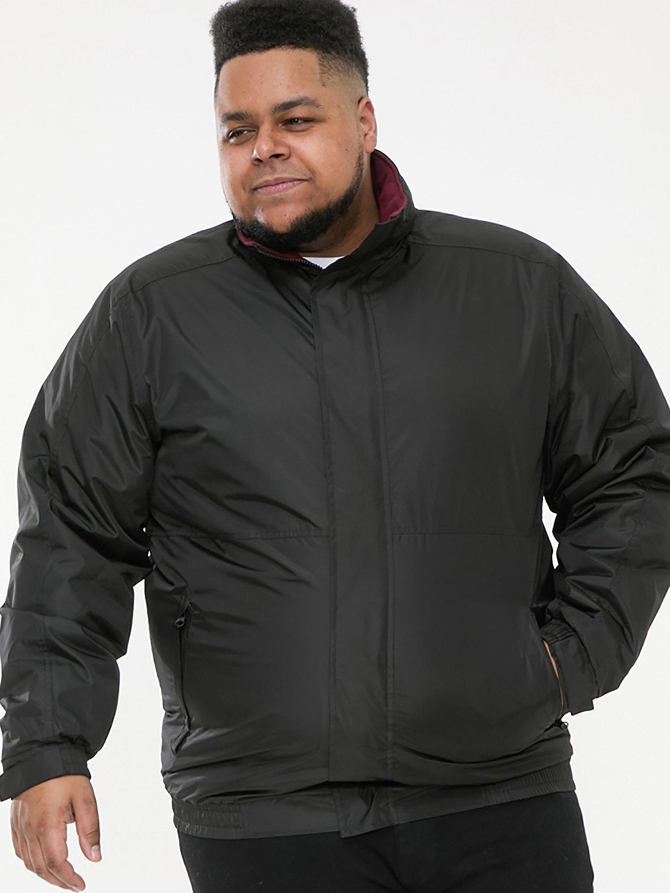 D555 Rudy Showerproof Fleece Lined Jacket With Packaway Hood- Black