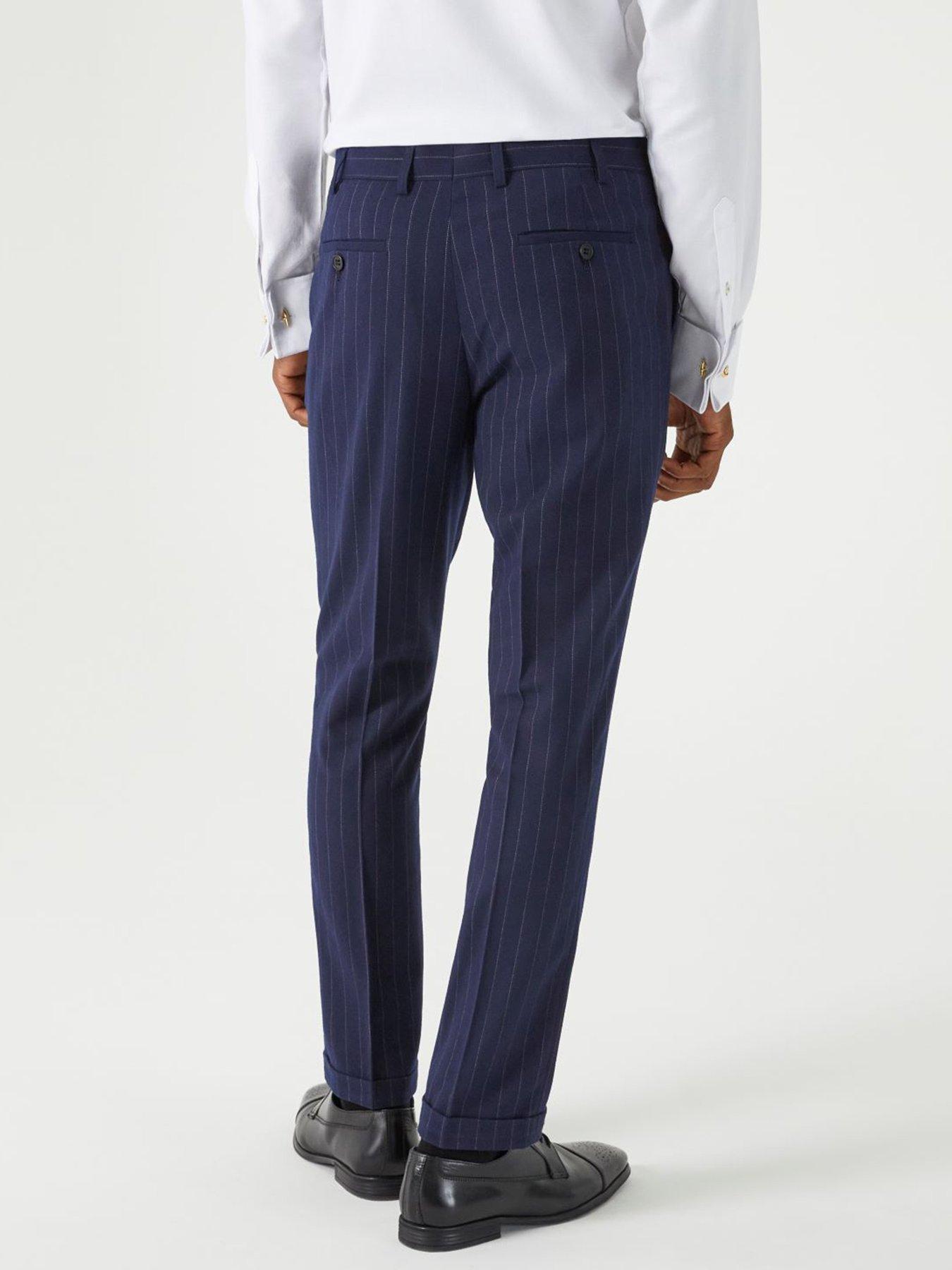 Image 2 of 5 of Skopes Declan Pinstripe Tapered Fit Suit Trousers - Navy