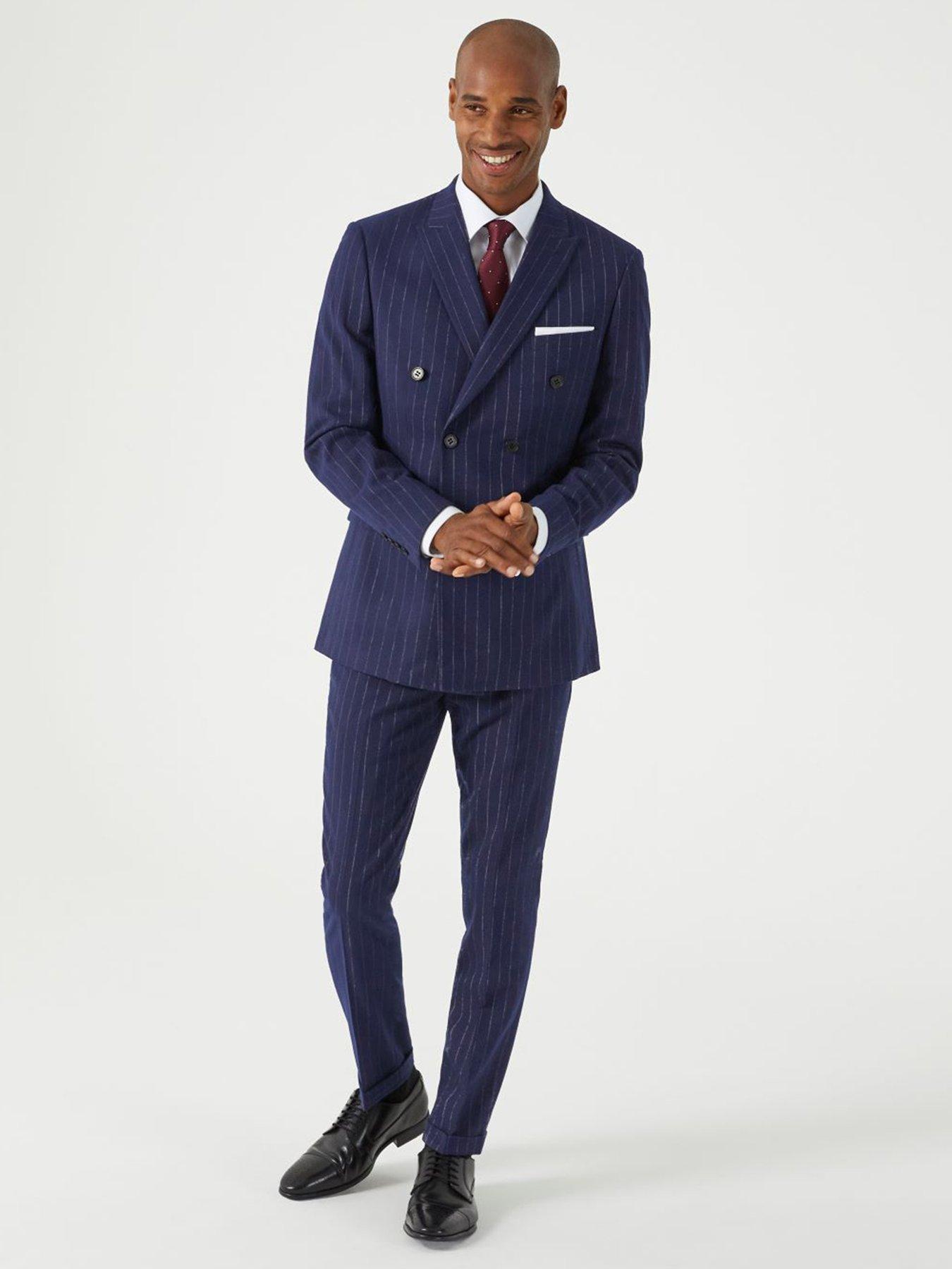 Image 3 of 5 of Skopes Declan Pinstripe Tapered Fit Suit Trousers - Navy