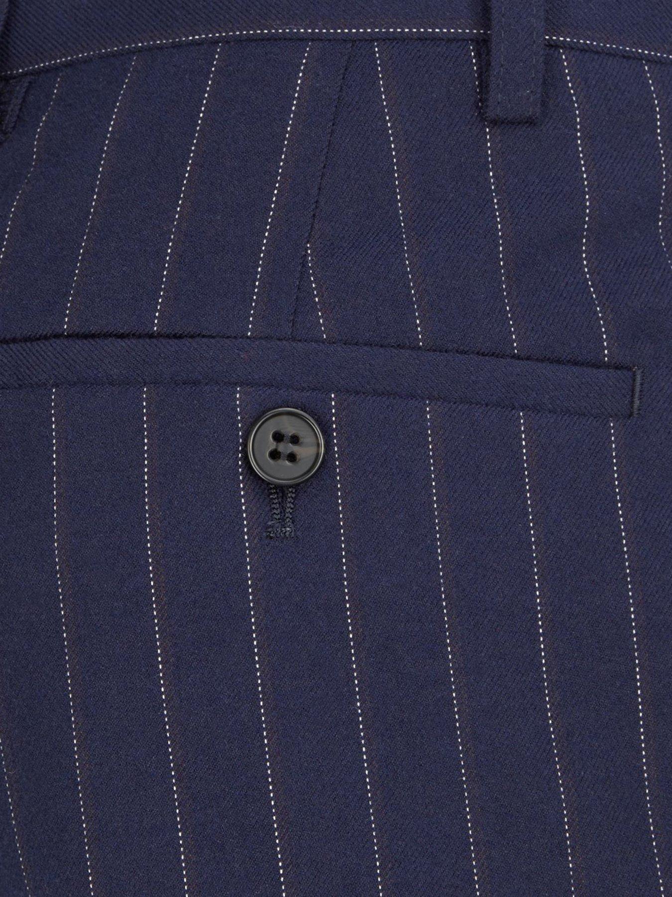 Image 4 of 5 of Skopes Declan Pinstripe Tapered Fit Suit Trousers - Navy