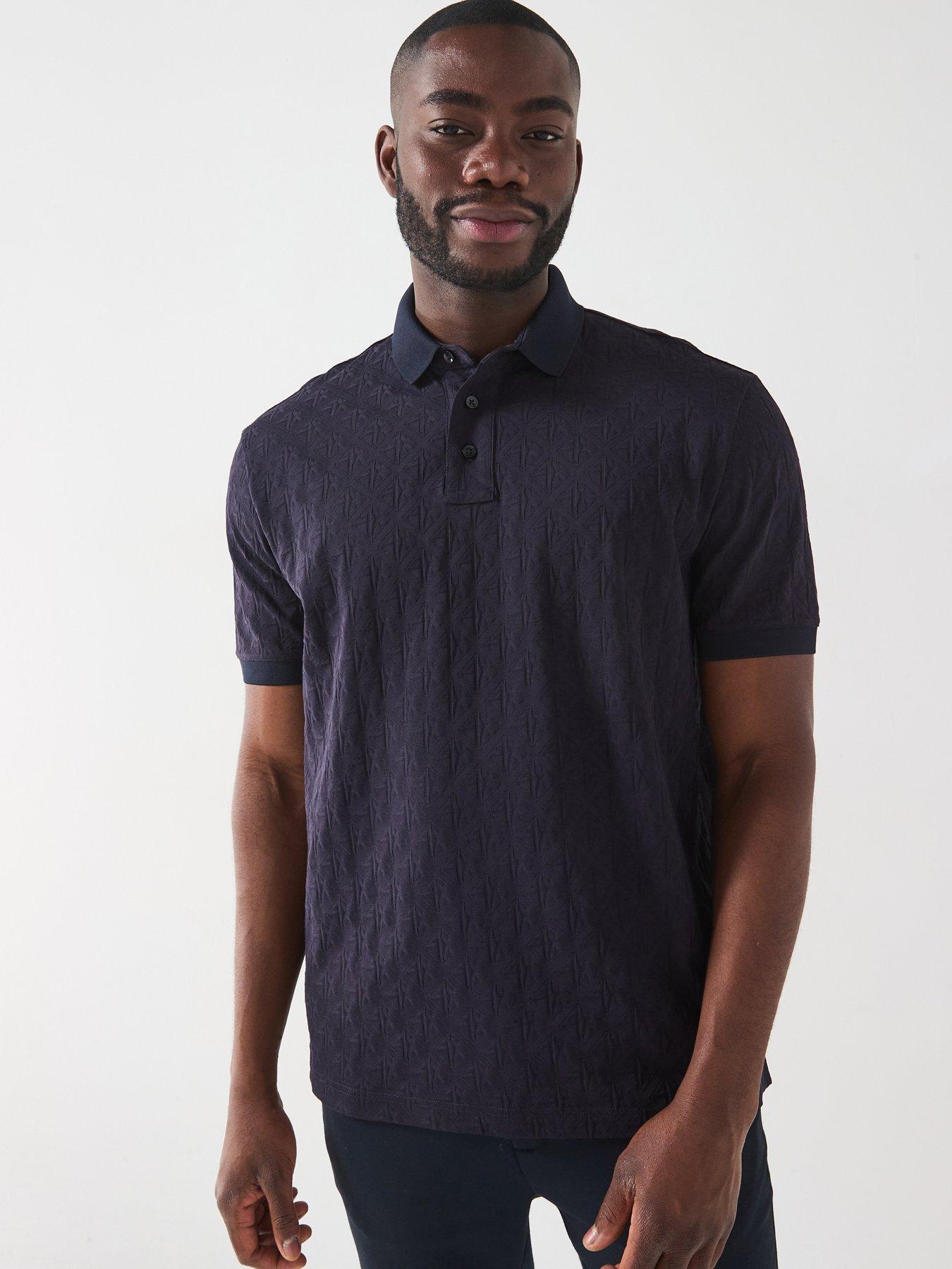 armani-exchange-allover-monogram-print-short-sleeve-polo-shirt-navy