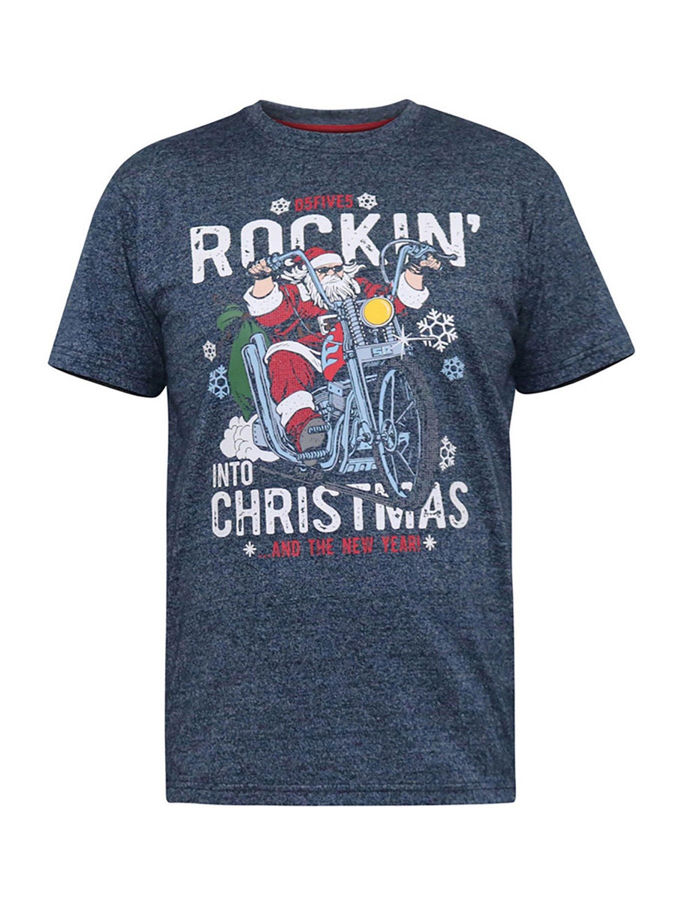 d555-d555-clementine-rocking-santa-printed-crew-neck-t-shirt-navy-twistoutfit