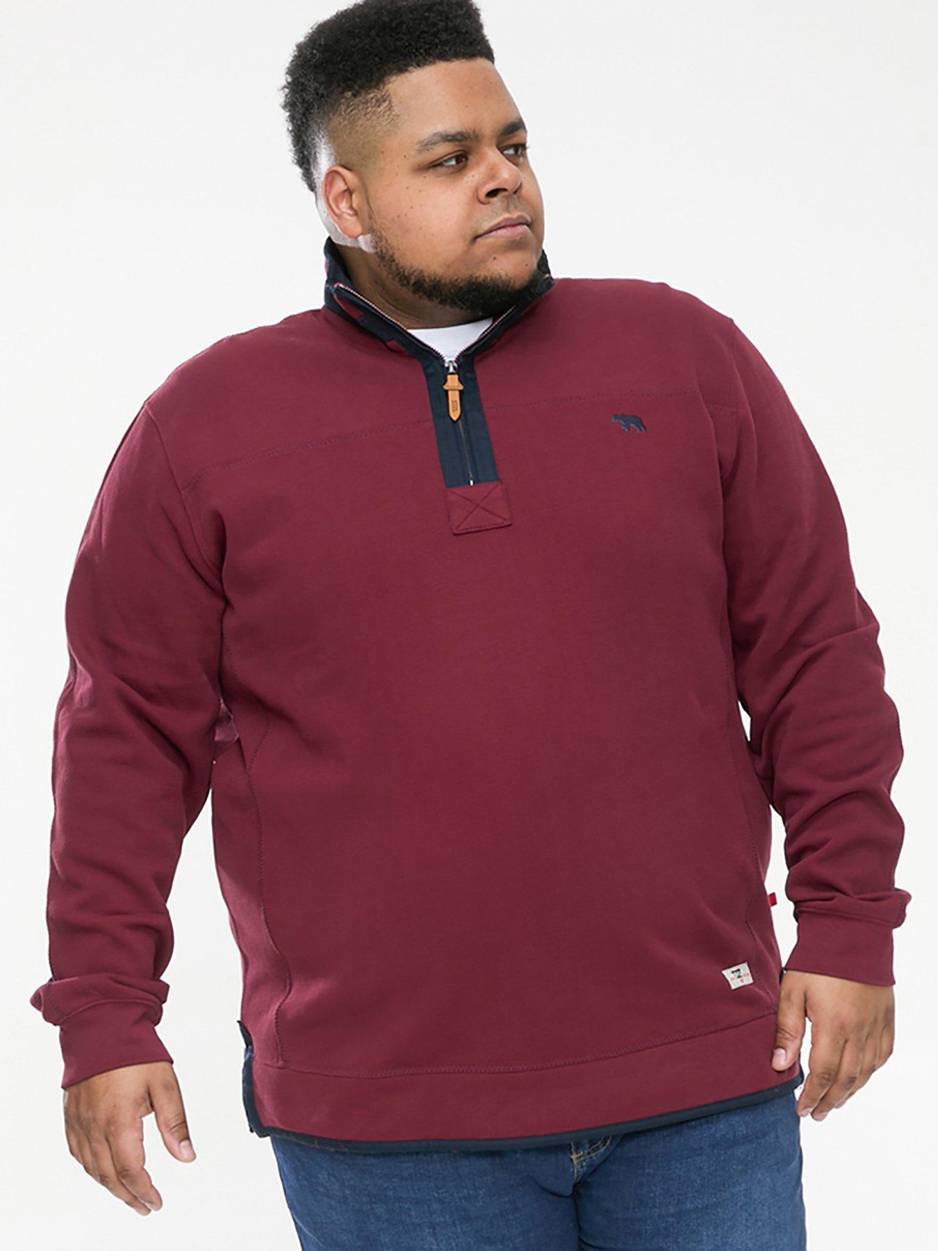 d555-d555-hiraldo-quarter-neck-fleece-sweatshirt-with-chest-embroidery-burgundy