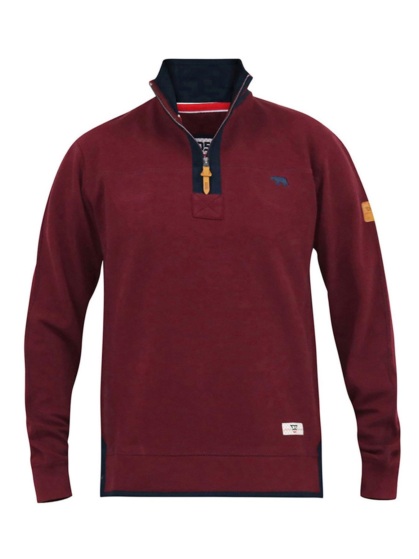 d555-d555-hiraldo-quarter-neck-fleece-sweatshirt-with-chest-embroidery-burgundyoutfit