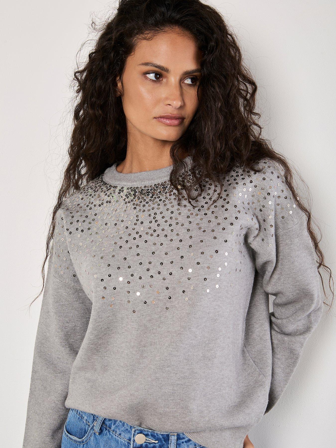 apricot-sequin-sprinkle-neckline-jumper