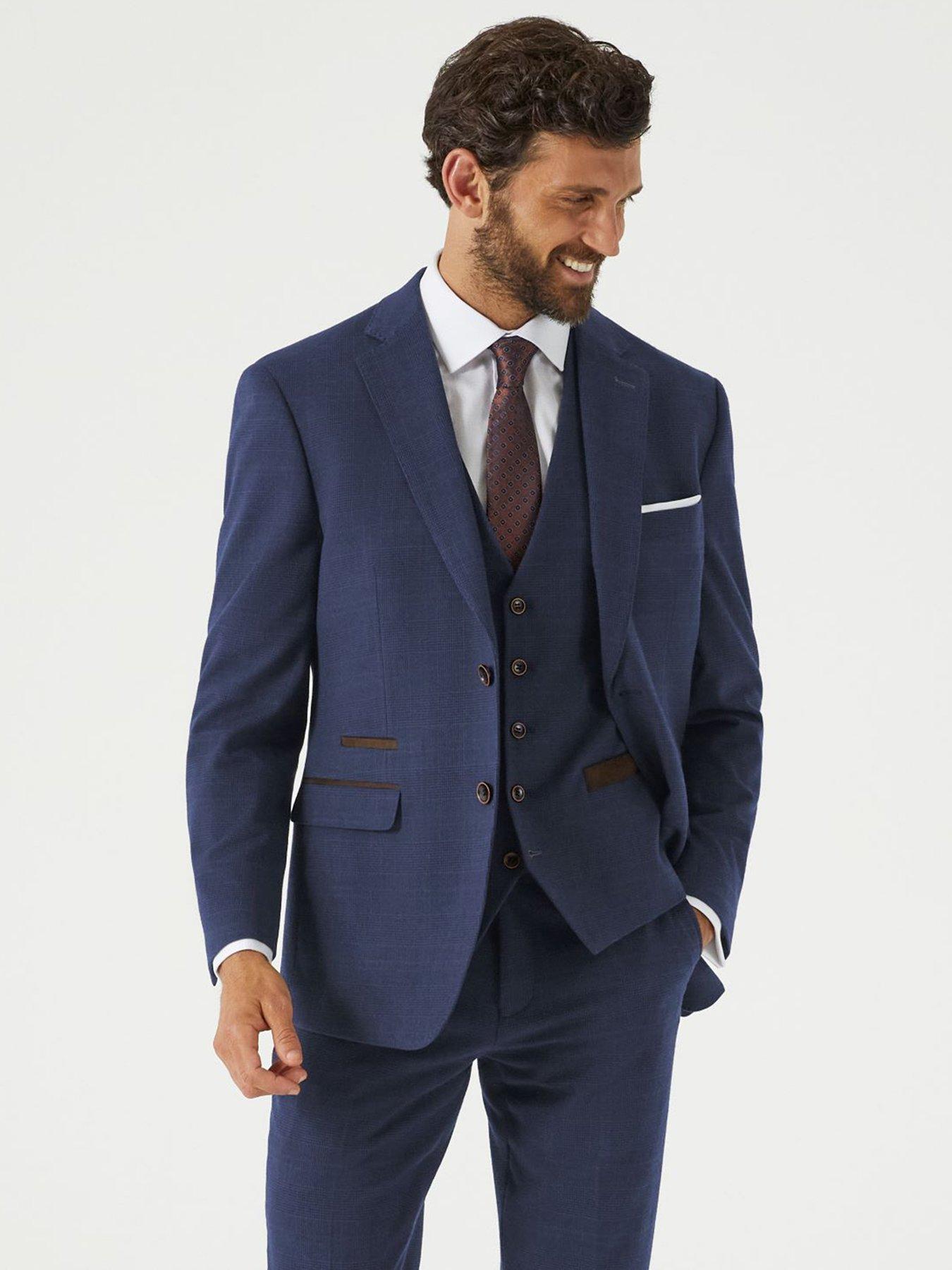 Skopes Guildford Check Tailored Fit Suit Jacket - Navy
