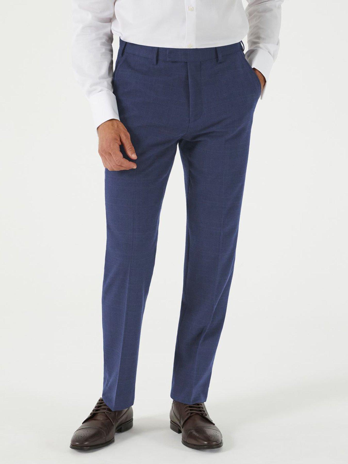 Skopes Guildford Check Tailored Fit Suit Trousers - Navy