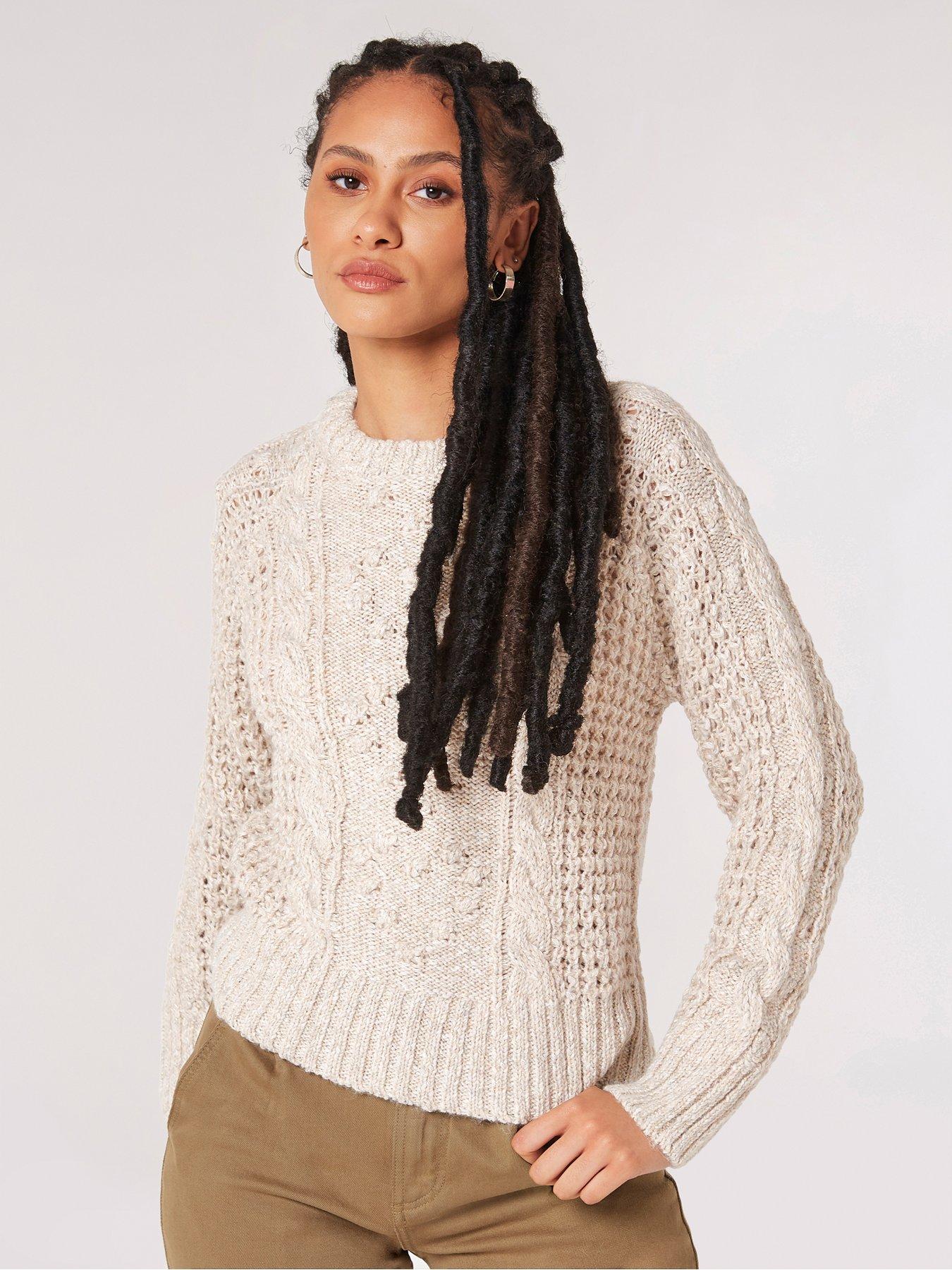 apricot-apricot-bobble-and-waffle-knit-jumper