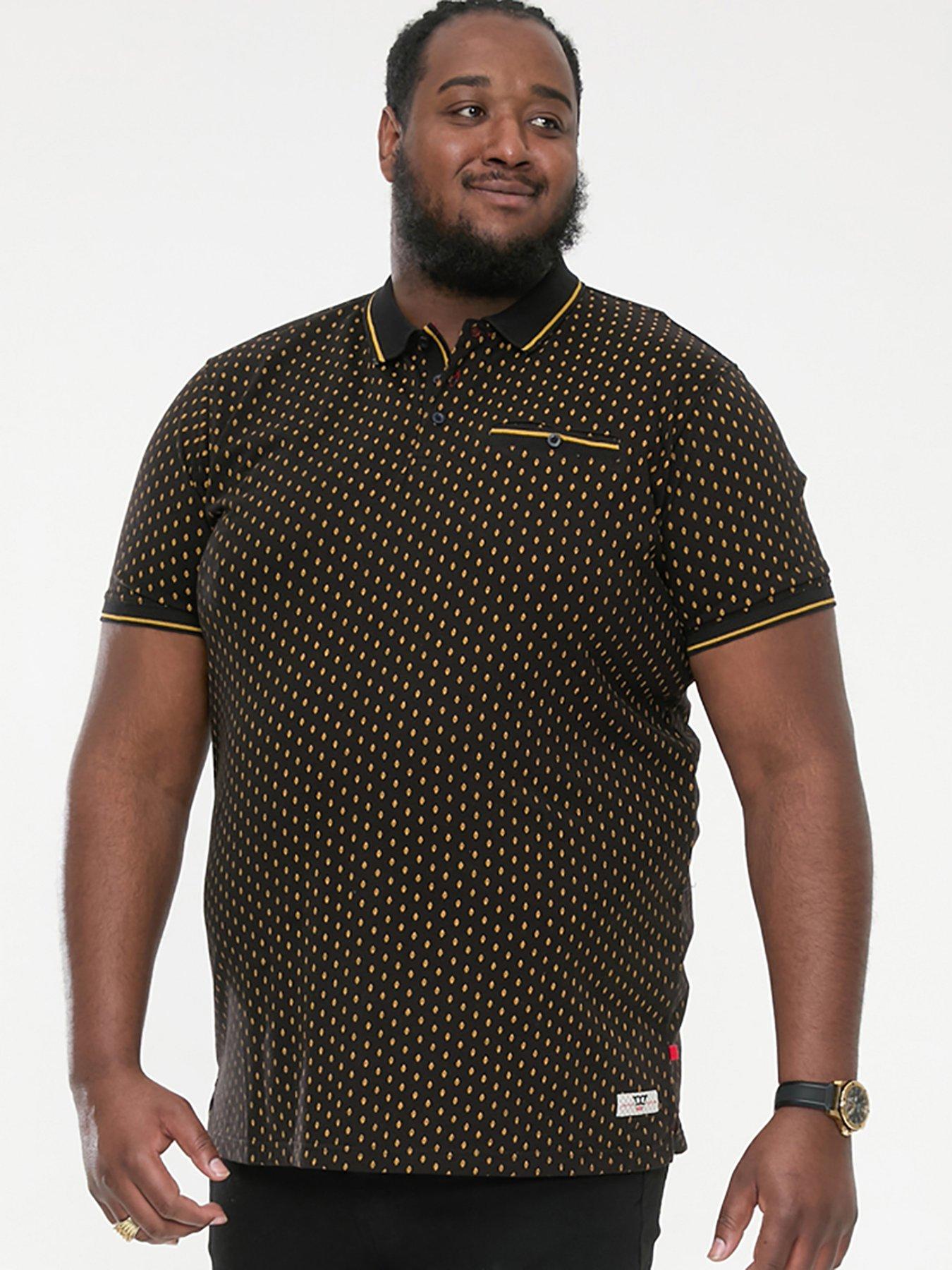 Image 1 of 4 of D555 Raul Jersey Polo Shirt With Jacquard Collar - Black