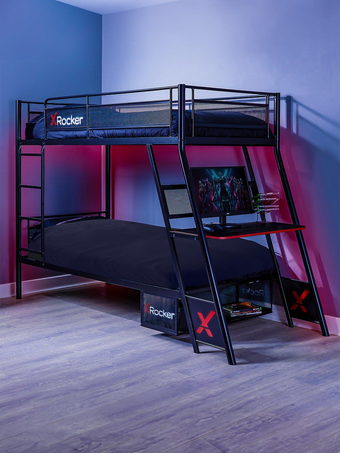Image of X Rocker Armada Dual Bunk Bed with Gaming Desk and Mattress Options (Buy  &  SAVE!)