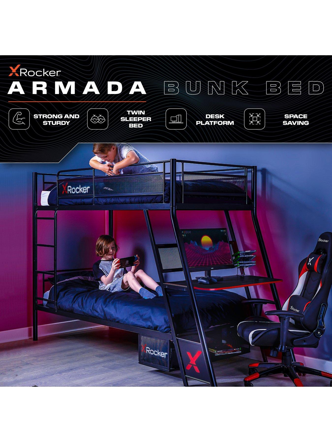 x-rocker-armada-dual-bunk-bednbspwith-gaming-desk-and-mattress-options-buy-amp-saveback