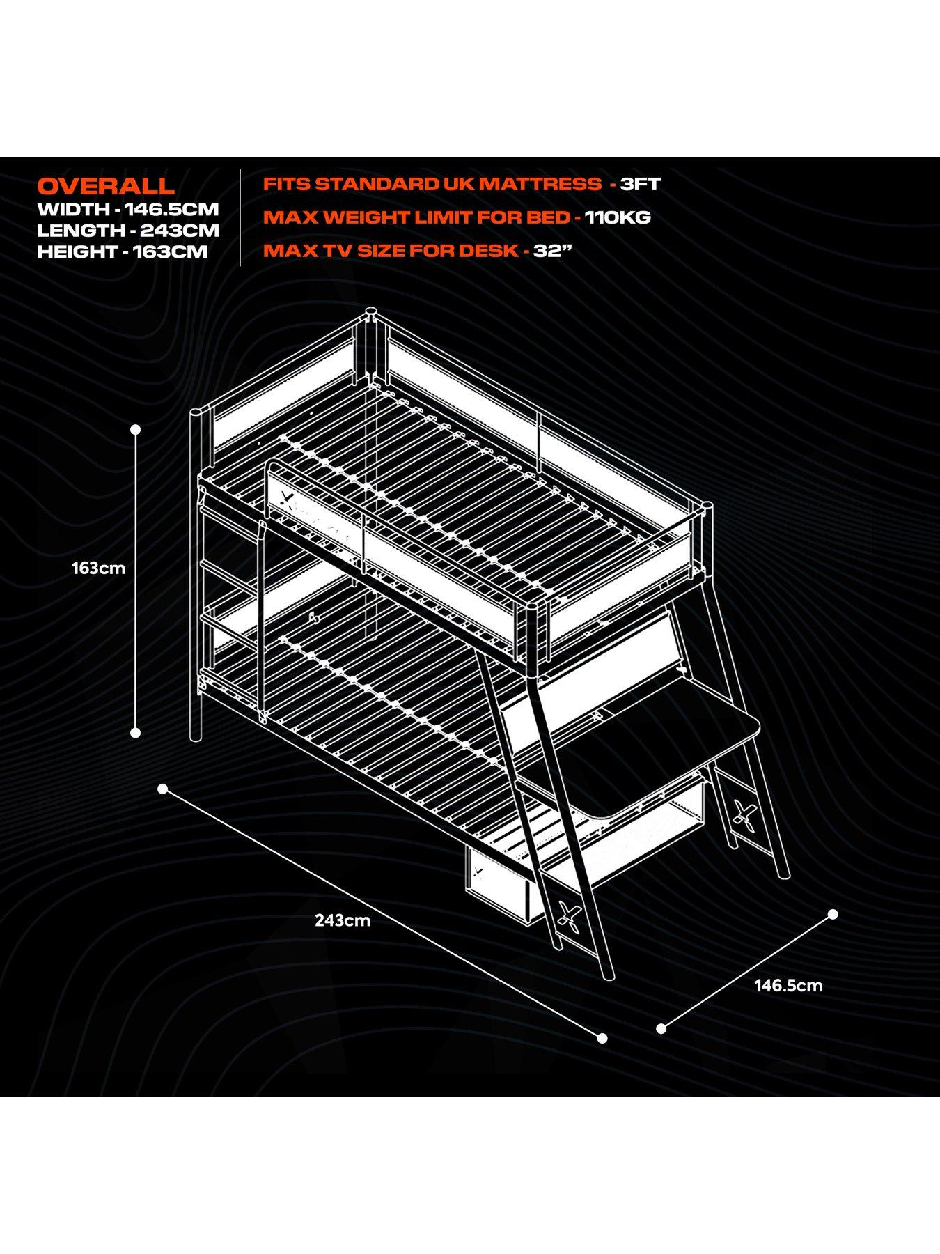 Image 5 of 6 of X Rocker Armada Dual Bunk Bed&nbsp;with Gaming Desk and Mattress Options (Buy &amp; SAVE!)