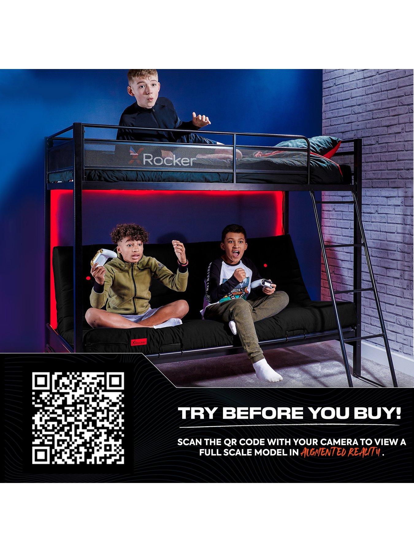 Image 5 of 6 of X Rocker Stronghold High Sleeper Bed with Double Futon Cushion and Mattress Option (Buy &amp; SAVE!)